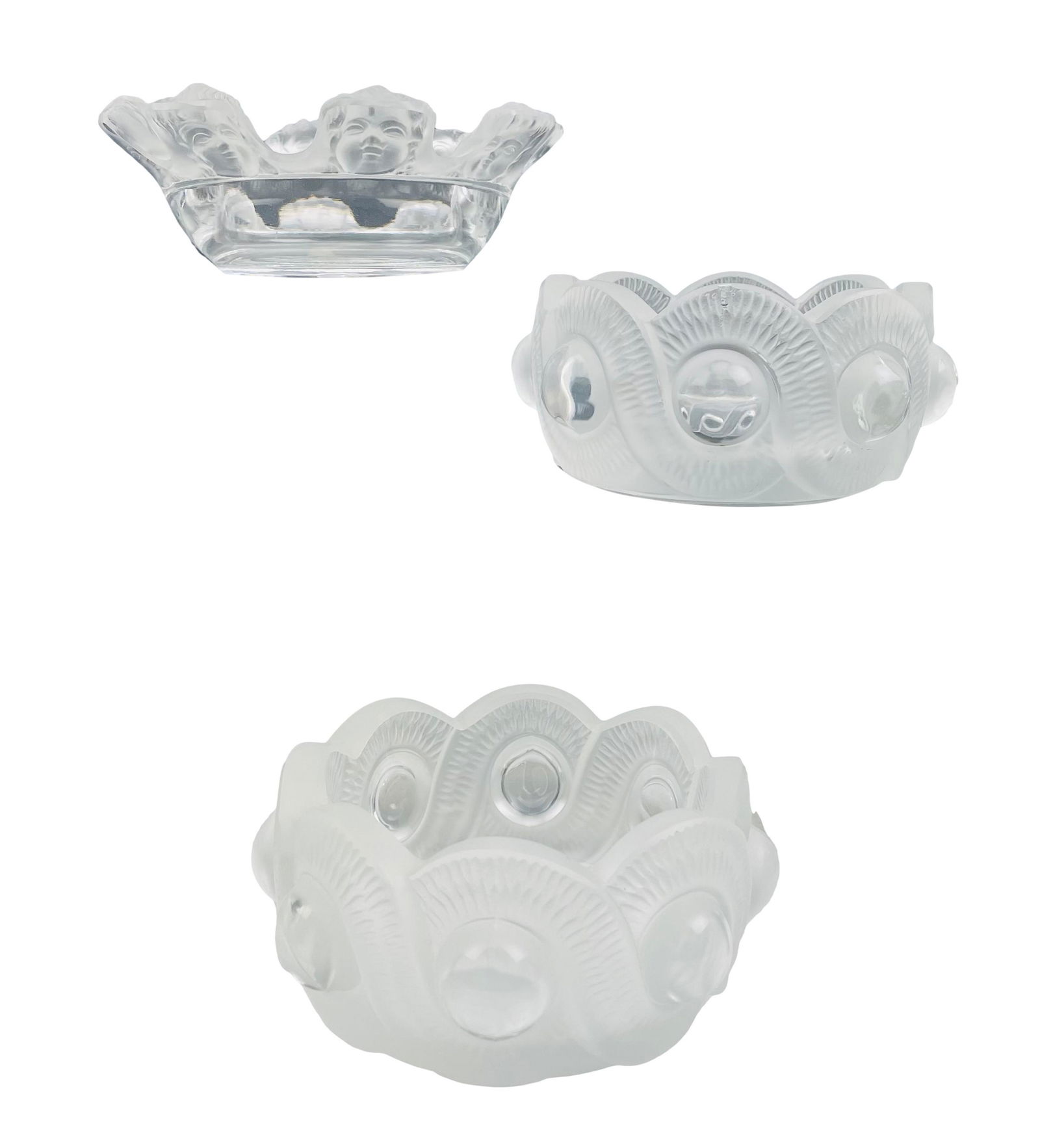 Lalique Saint Nicholas Gao Ashtray Bowl 3pc LOT (1 of 5)