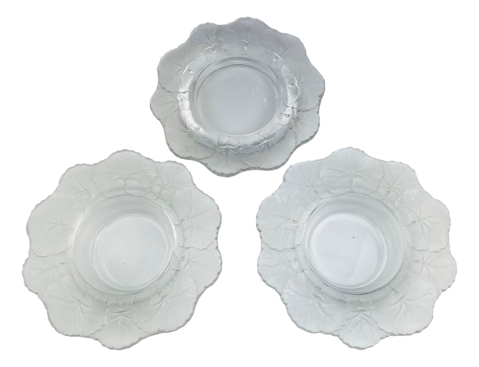 Lalique French Glass Honfleur Glass Tray 3pc LOT (1 of 3)
