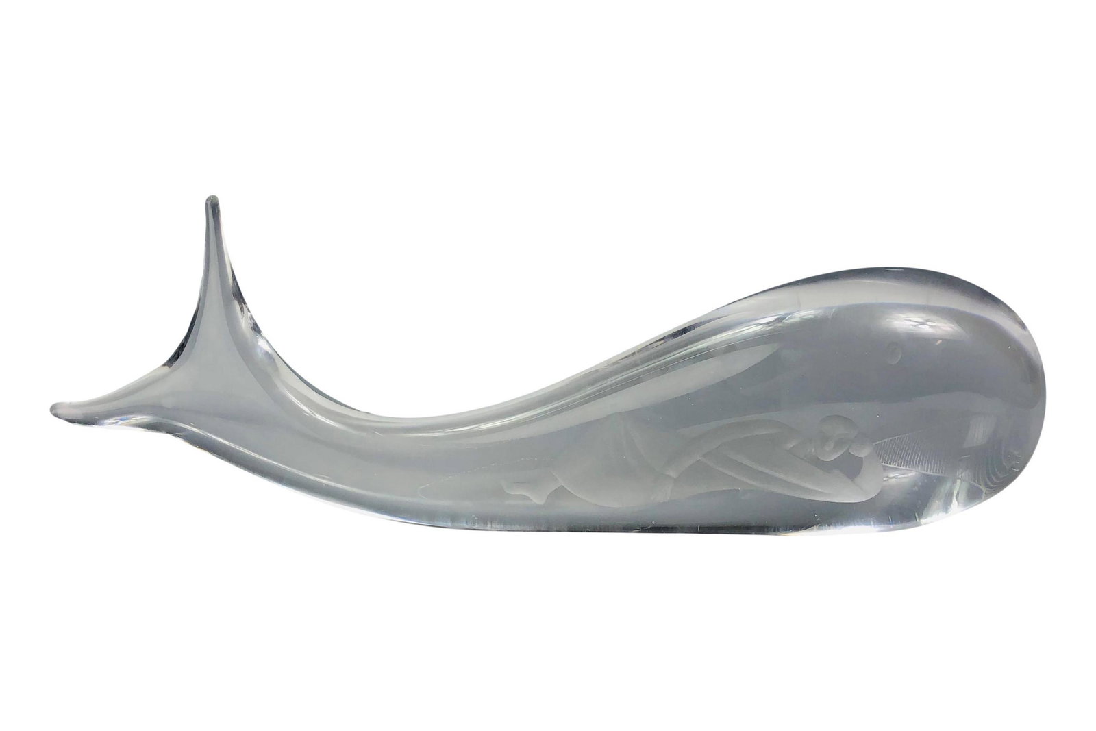 Kosta Boda Vicke Lindstrand Glass Whale Sculpture: LARGE Kosta Boda crystal art glass sculpture designed by Victor Emanuel Lindstrand better known as Vicke Lindstrand ( Swedish, 1904 - 1983 ). Worked for Kosta Boda ~ 1950 - 1973. This whimsical glass 