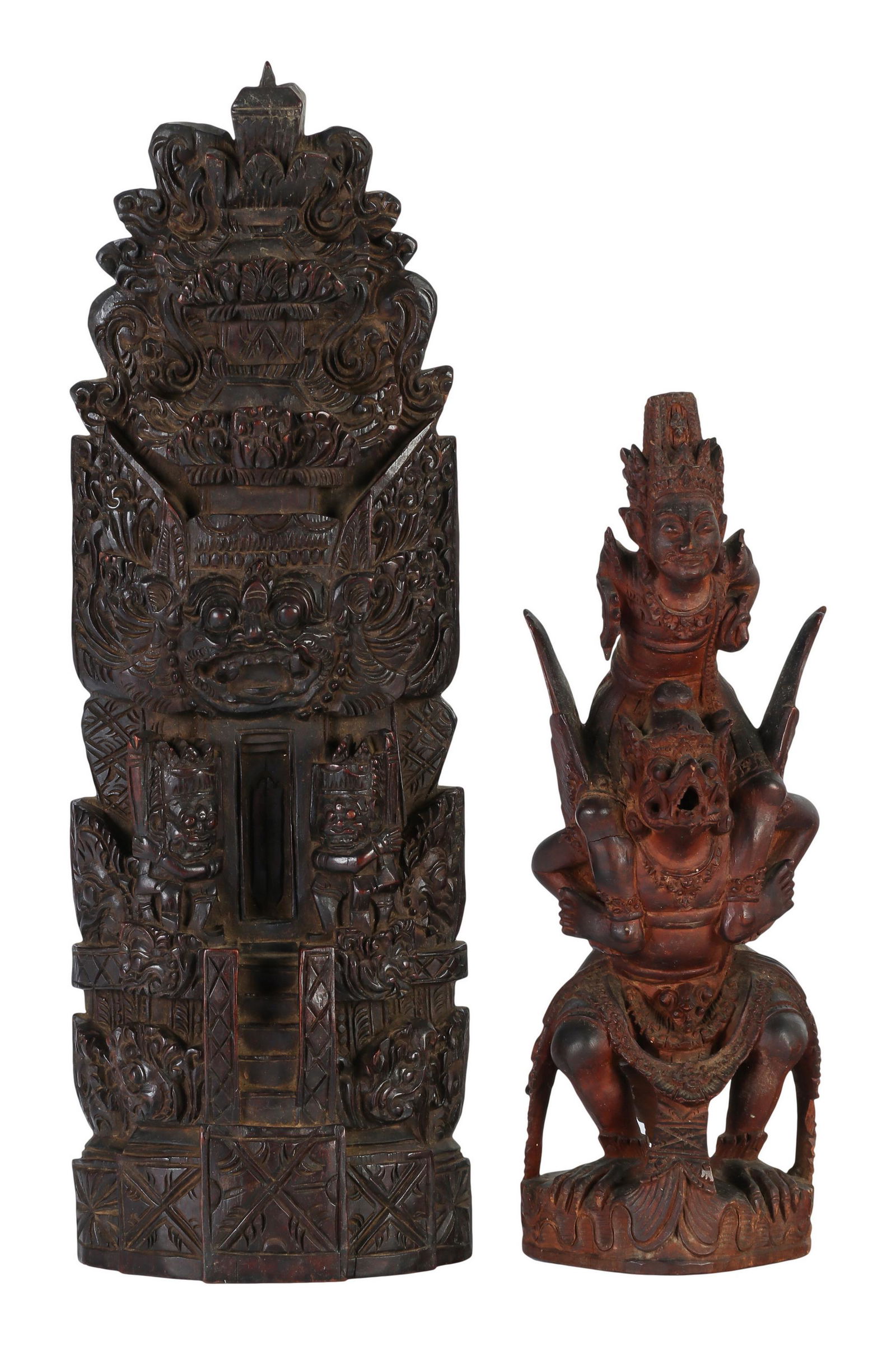 Bali Indonesia Garuda Deity Wood Sculpture 2pc LOT (1 of 4)