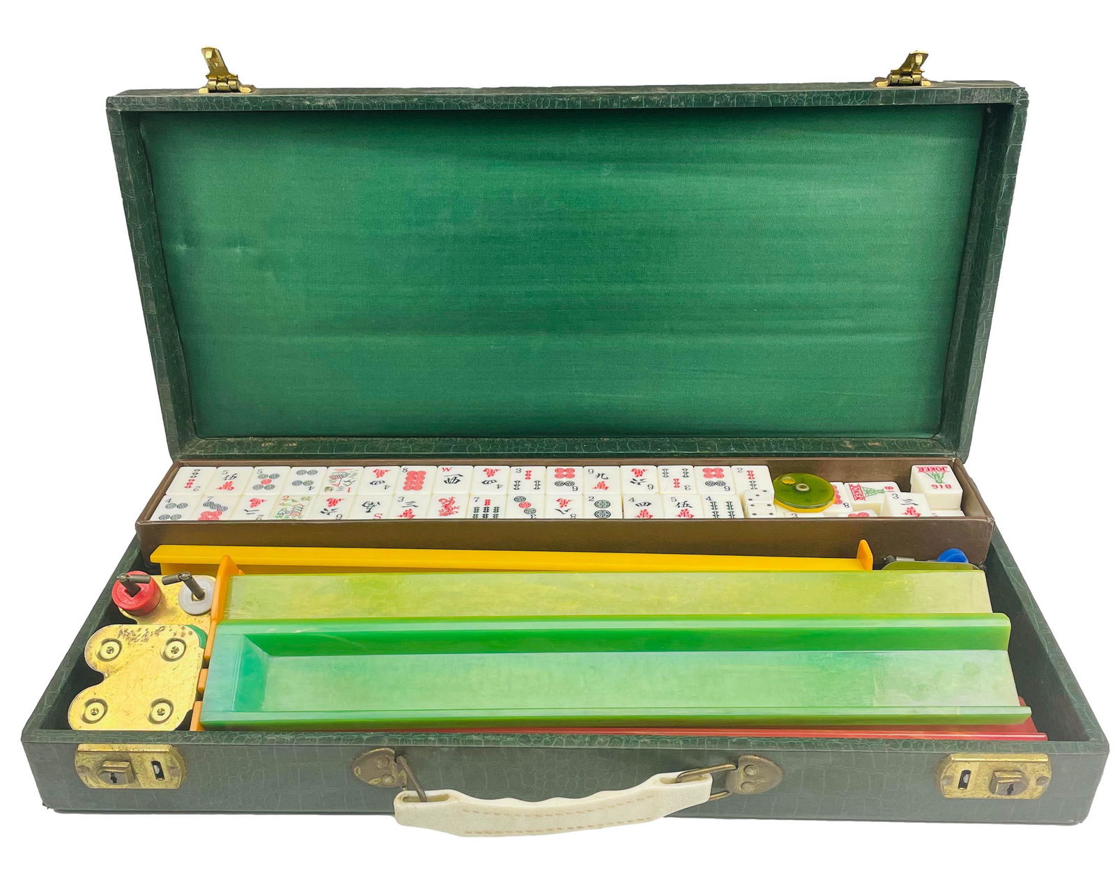 Mahjong Board Game Set w 122 Tiles 5 Rack w/ Box (1 of 12)