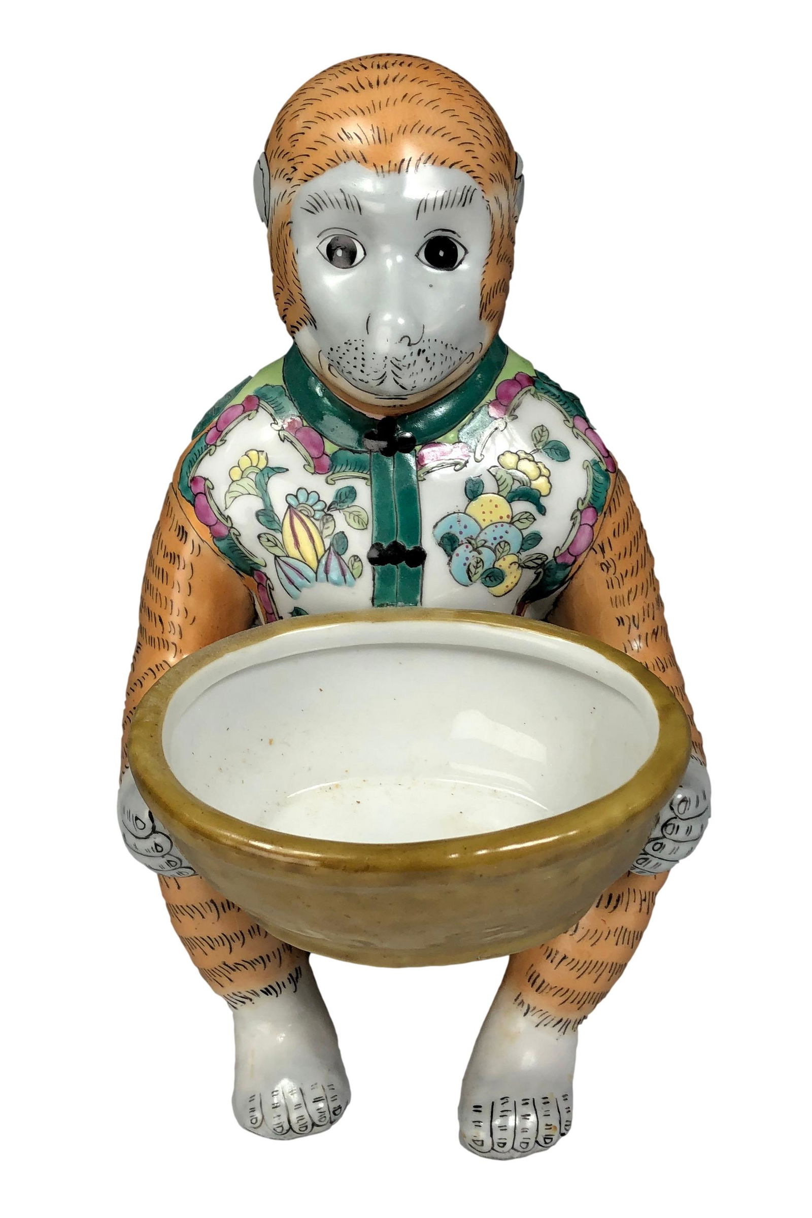 Chinese 20th C Porcelain Tobacco Leaf Monkey Vase (1 of 5)