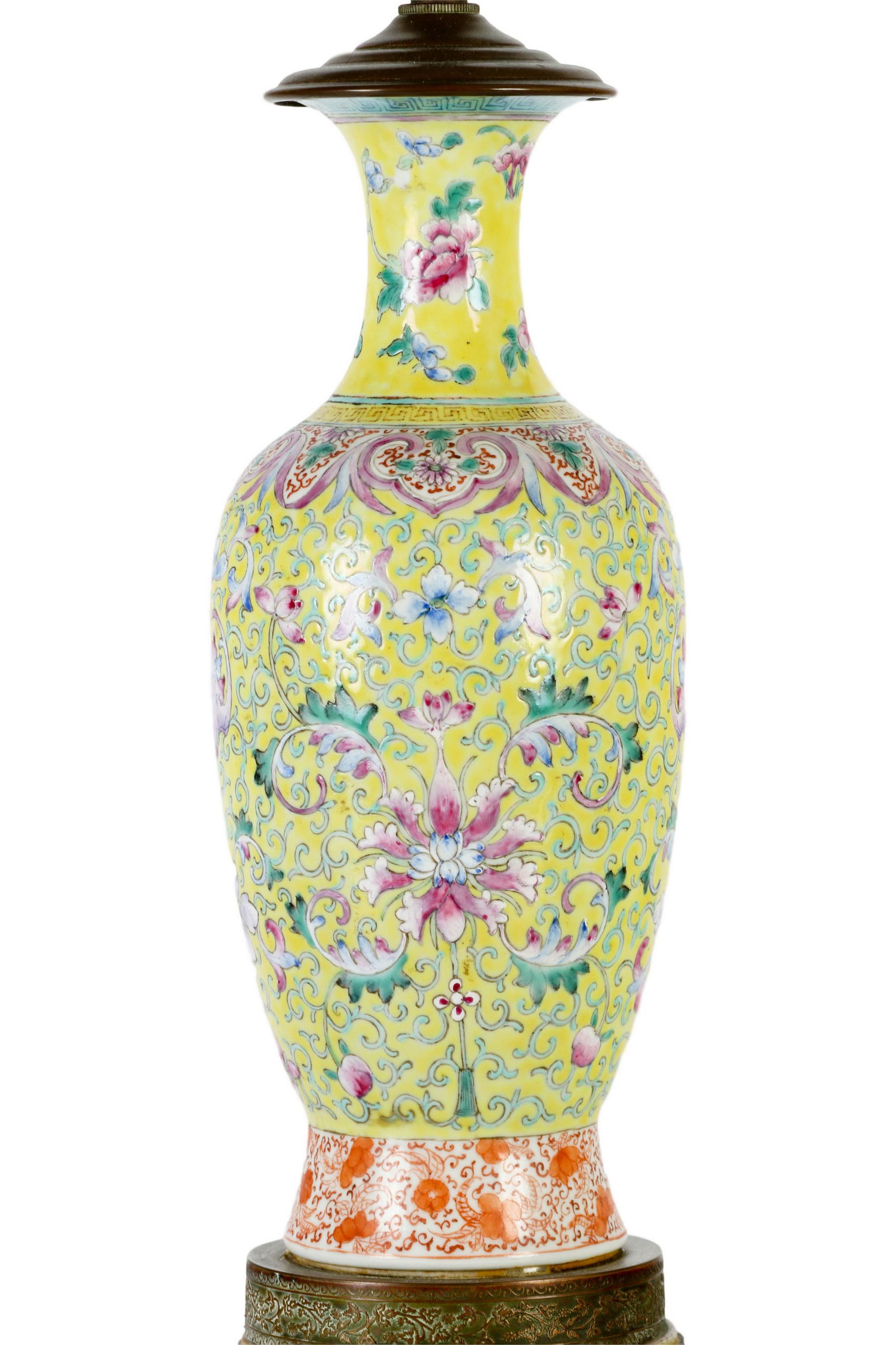Chinese Export Famille Jaune Porcelain Table Lamp (1 of 4)