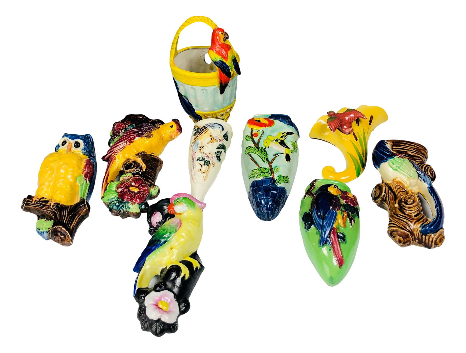 Japanese Bird Wall Hanging Pocket Vase 9pc LOT (1 of 9)