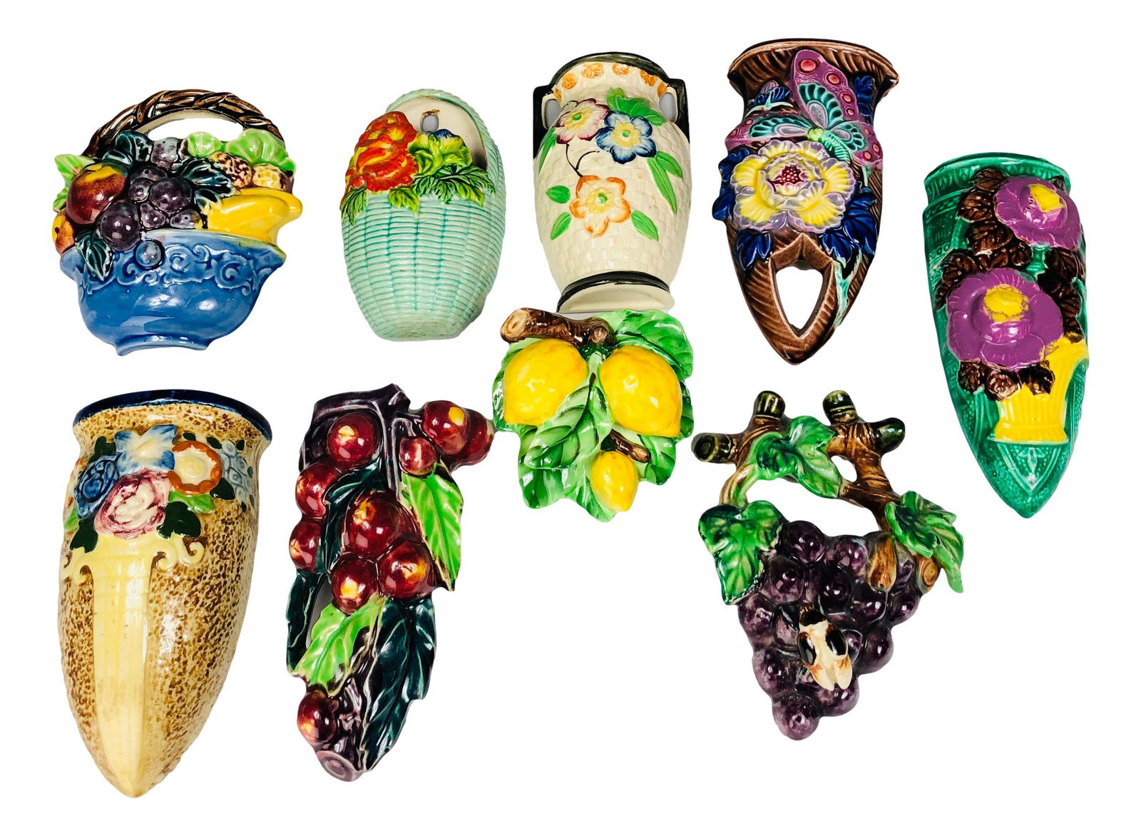 Japanese Porcelain Fruit Wall Pocket Vase 9pc LOT (1 of 13)
