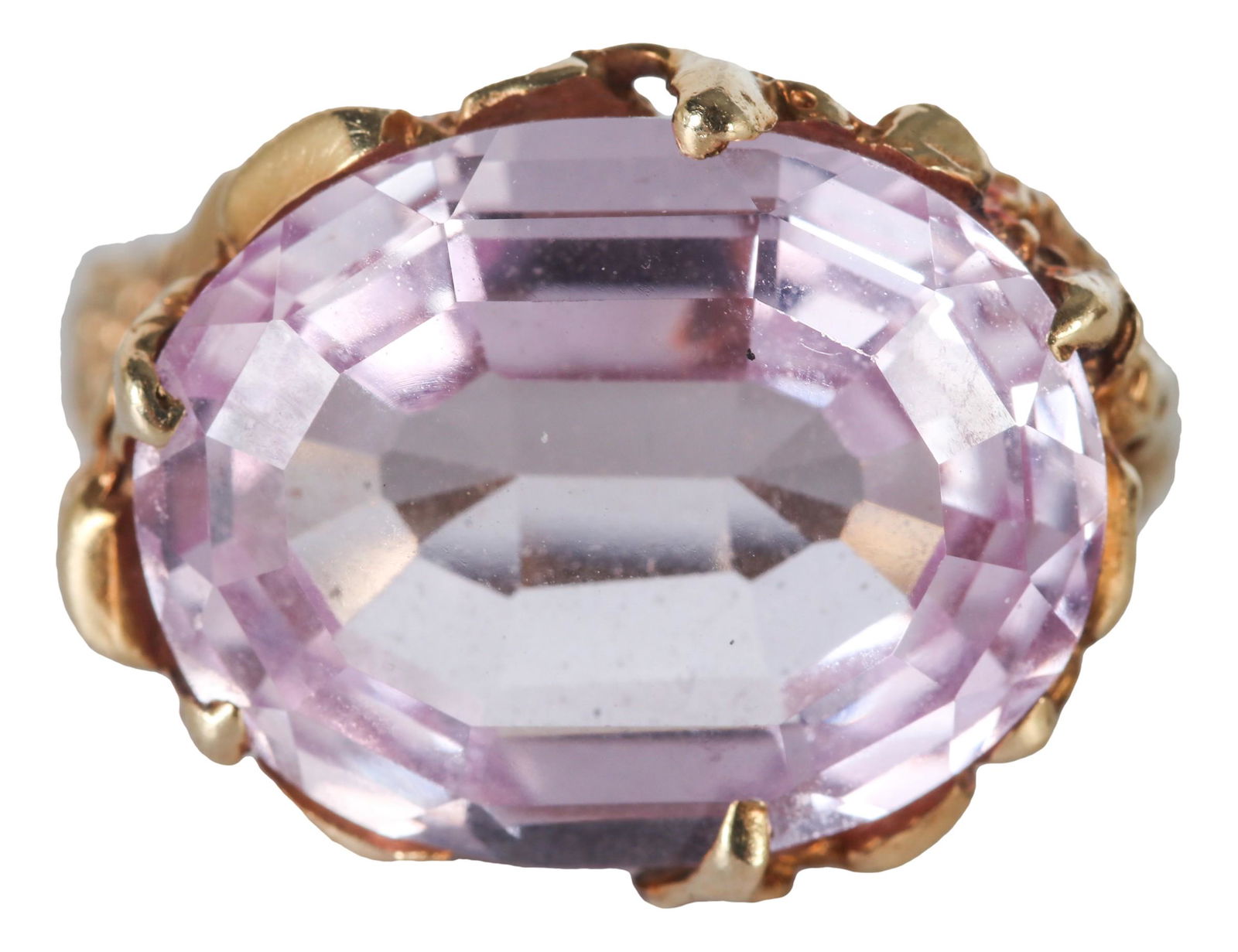 14K Yellow Gold Pink Gemstone Lady's Ring Sz 6.5 (1 of 4)