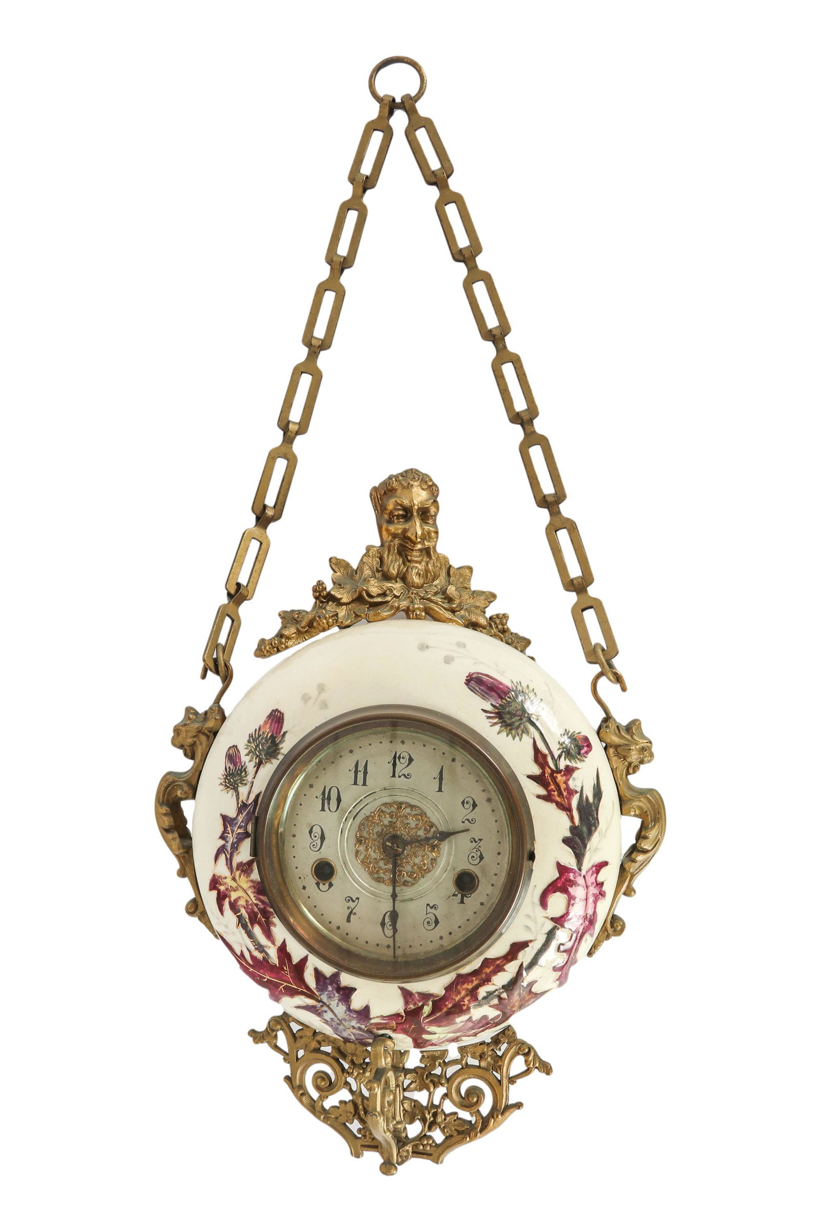 Avalon Faience Majolica Pan Face Key Wind Clock (1 of 6)