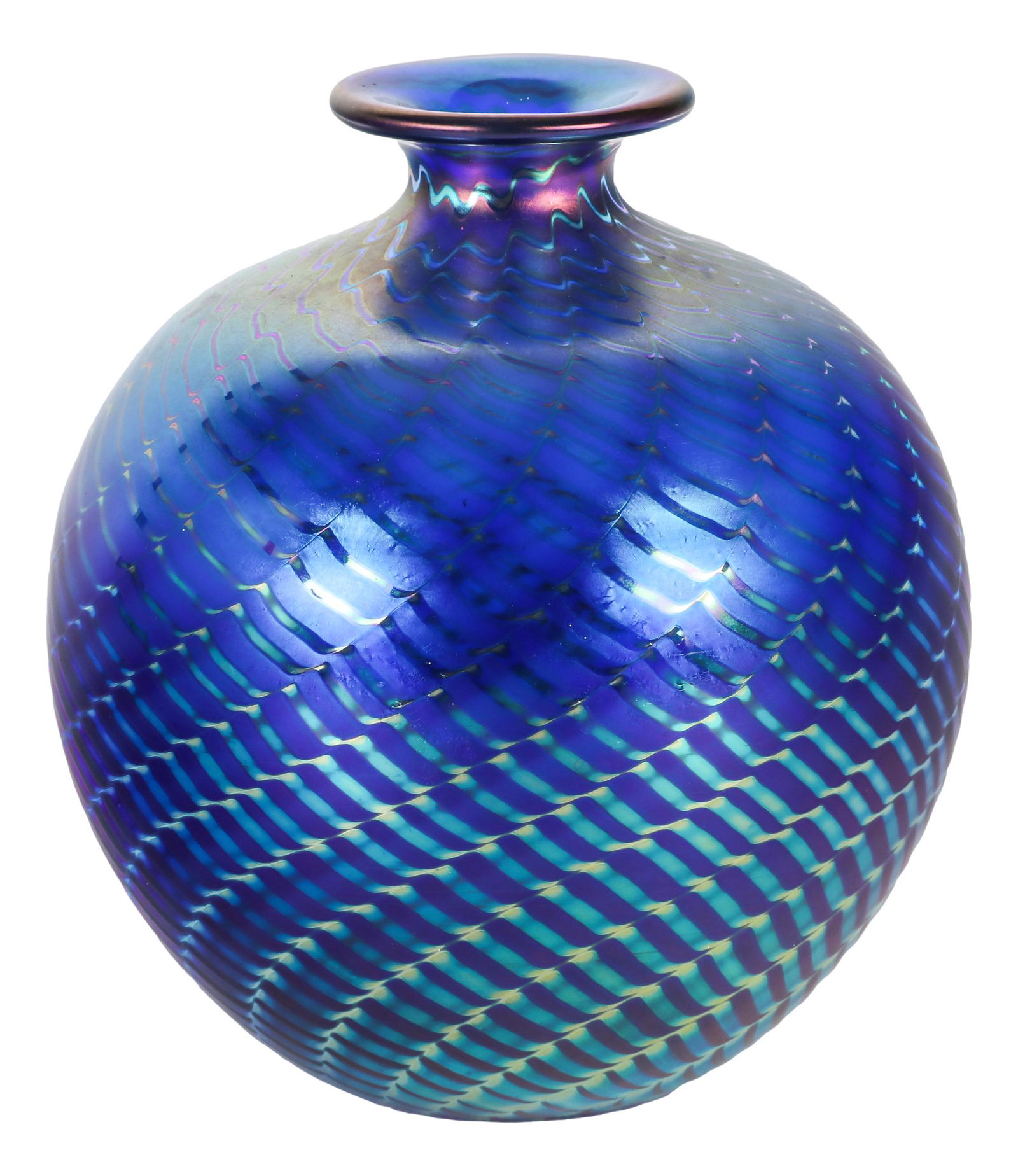 Correia Iridescent Pulled Feather Art Glass Vase (1 of 5)