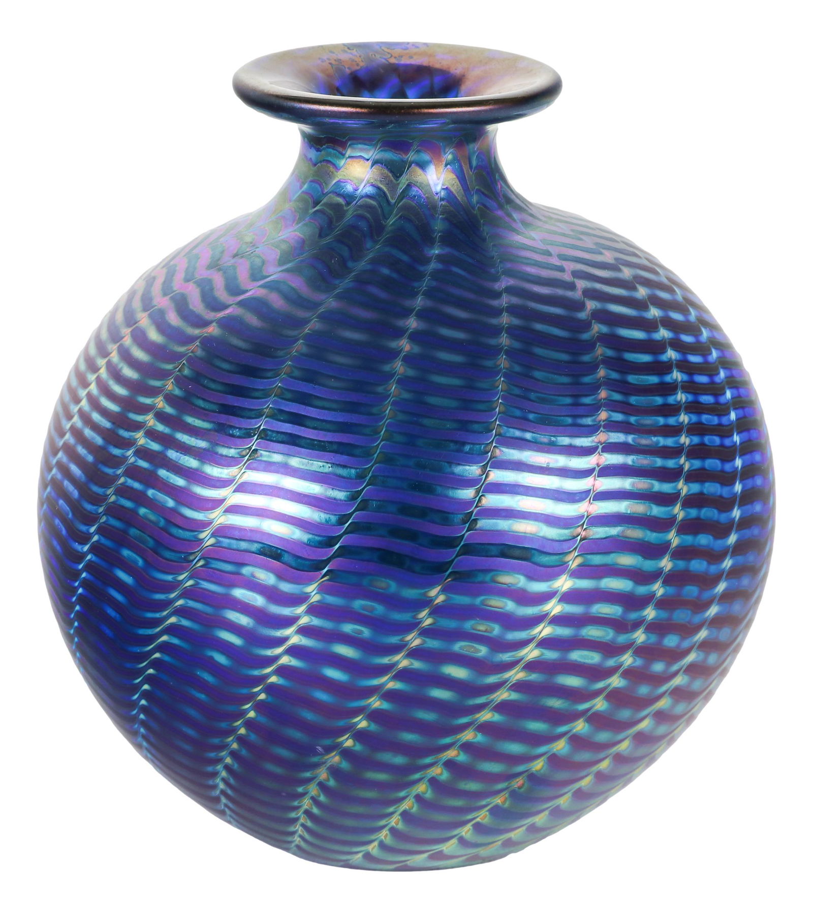 Correia Iridescent Pulled Feather Art Glass Vase (1 of 5)