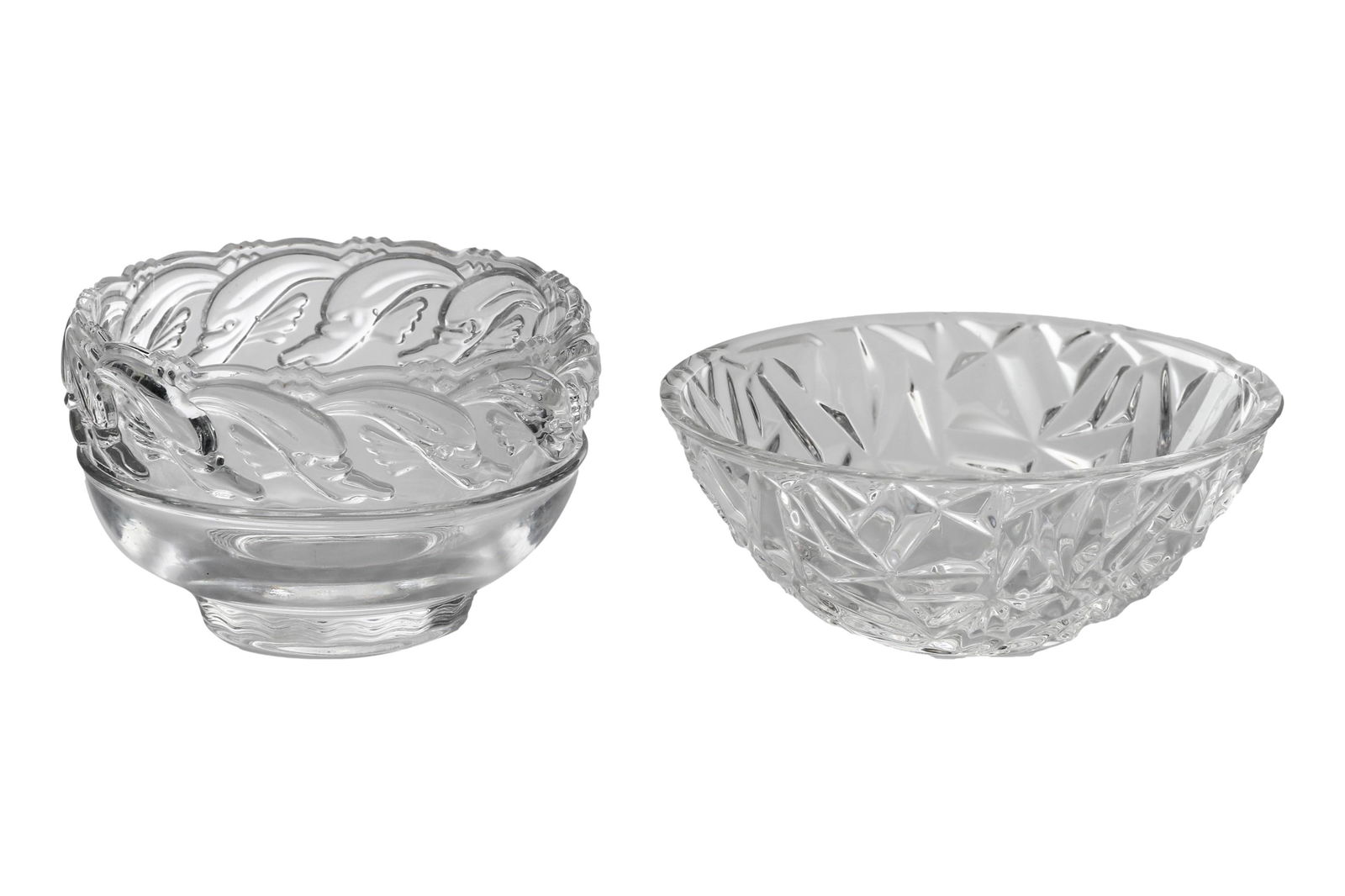 Tiffany Co Crystal Dolphin & Rock Cut Bowl 2pc LOT (1 of 4)