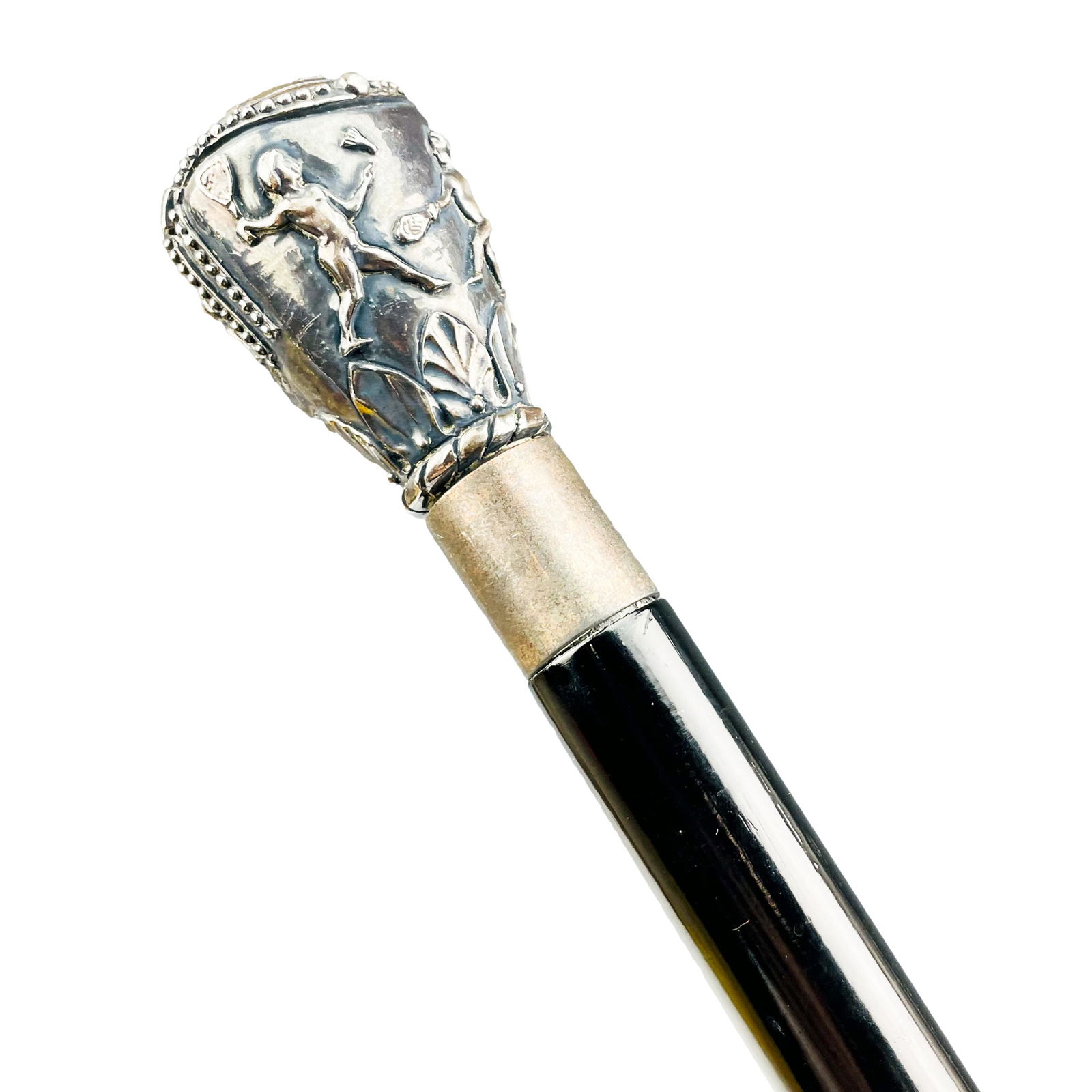Art Deco Sterling Overlay Gents Walking Stick Cane (1 of 4)