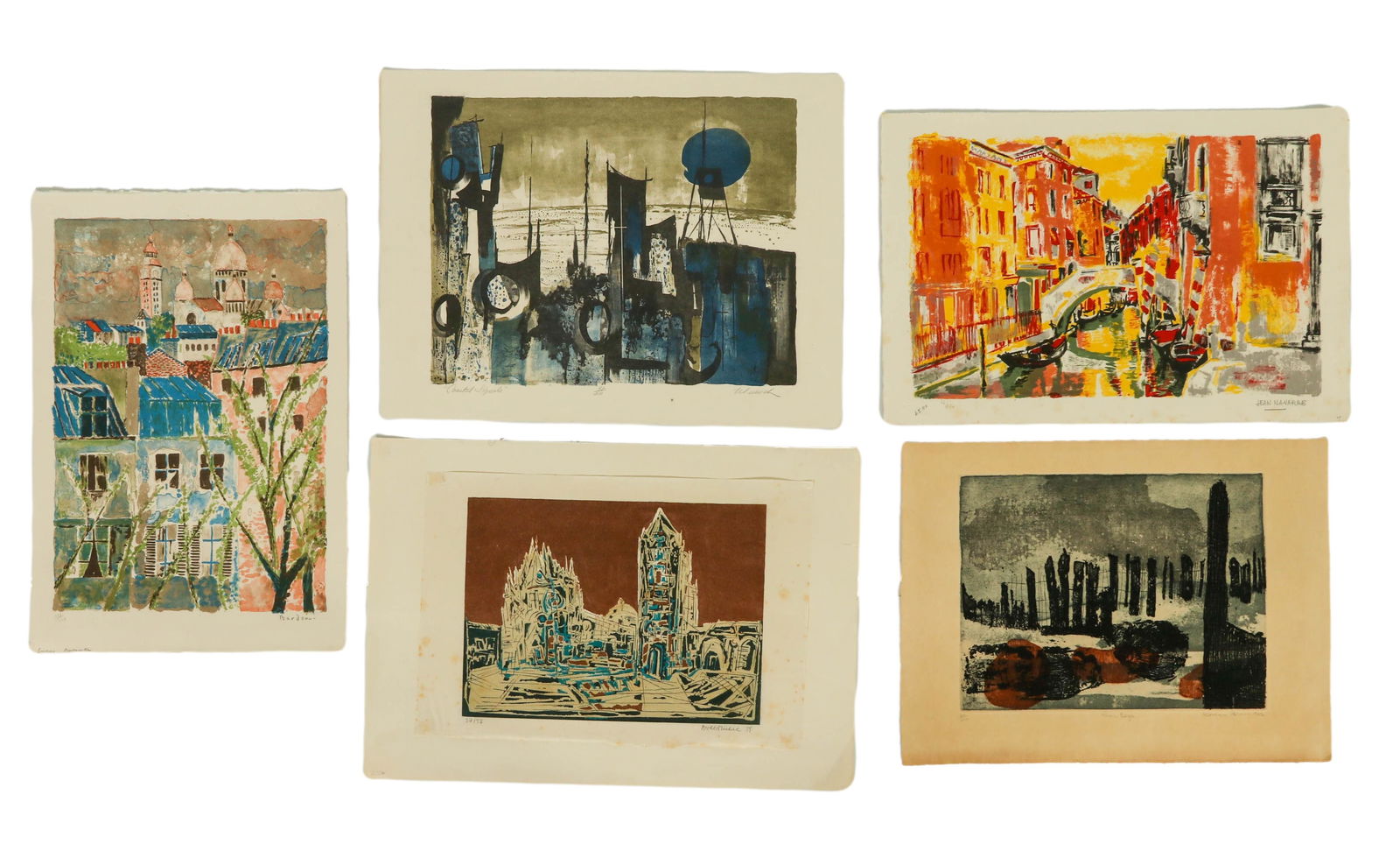 20C Modern Lithograph Litho SIGNED 5pc ESTATE LOT (1 of 5)