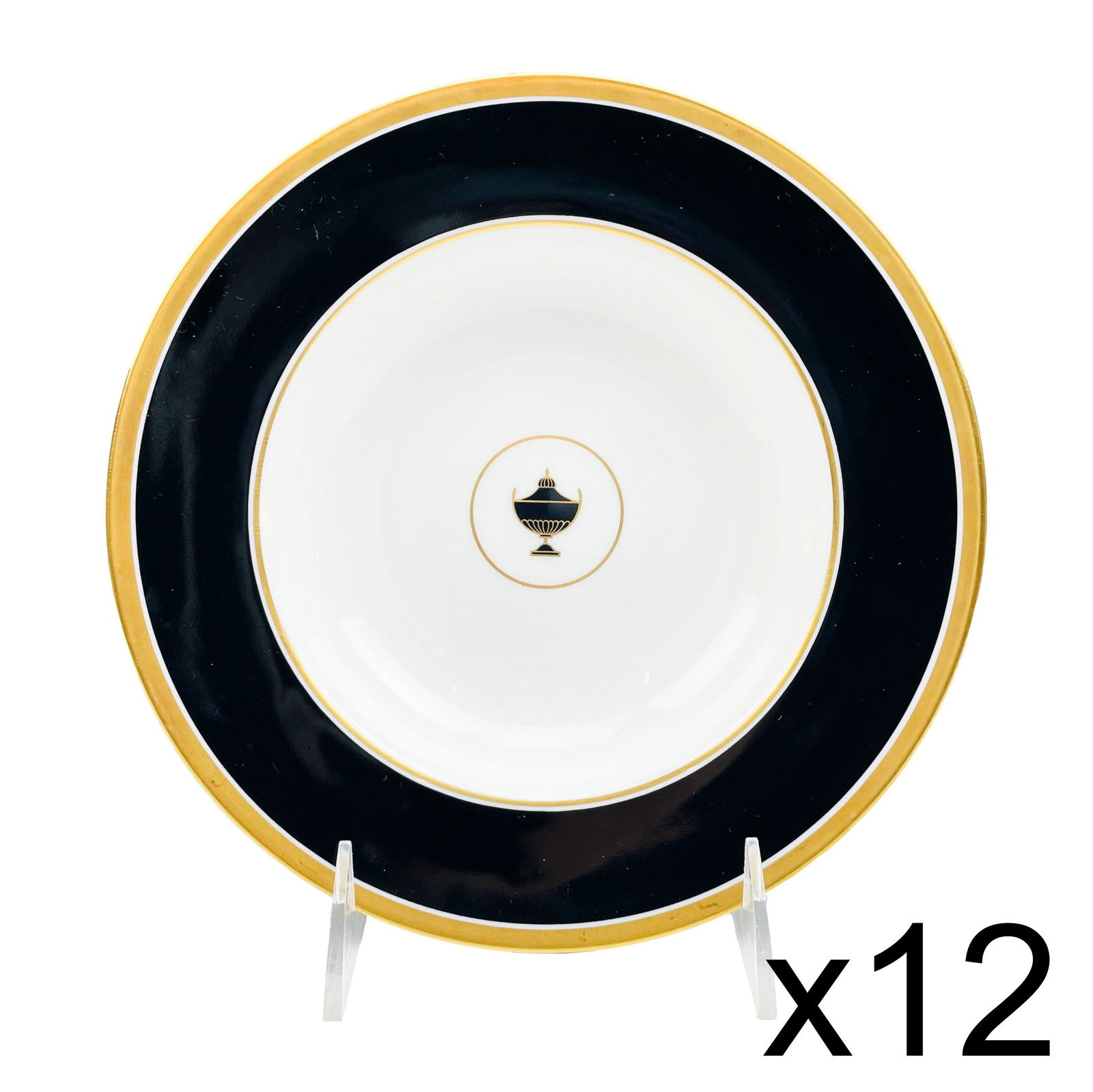 Richard Ginori Impero Black Rim Soup Bowl 12pc LOT (1 of 4)