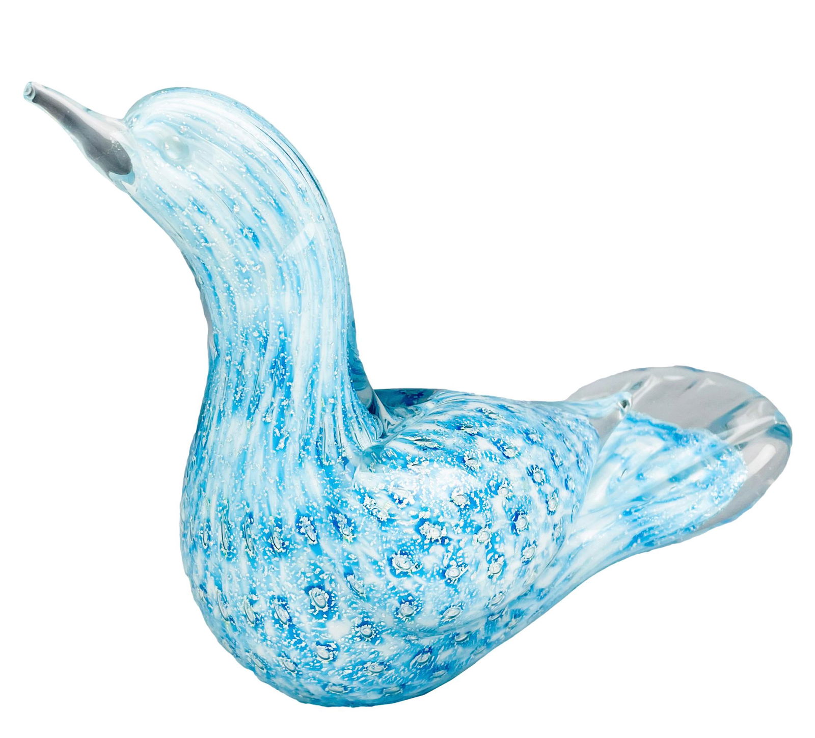 Murano Venetian Cased Blue Silver Dust Glass Bird (1 of 5)