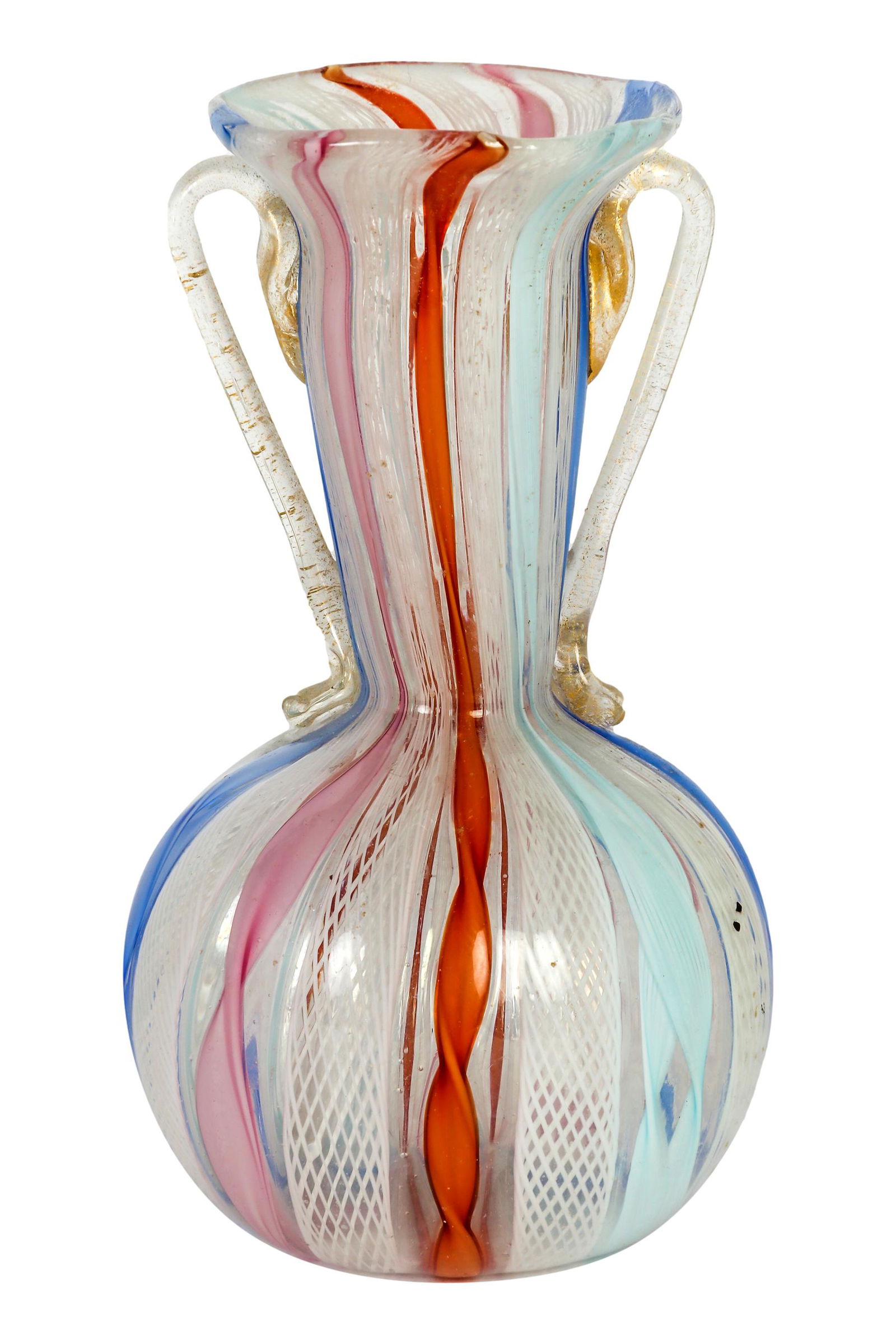 Murano Latticino Ribbon Cased Art Glass Bud Vase (1 of 4)