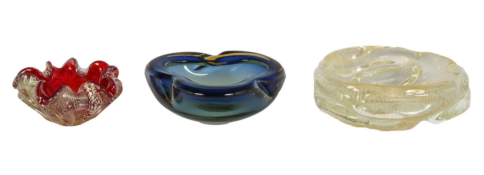 Murano Mid Century Modern Art Glass Bowl 3pc LOT (1 of 4)