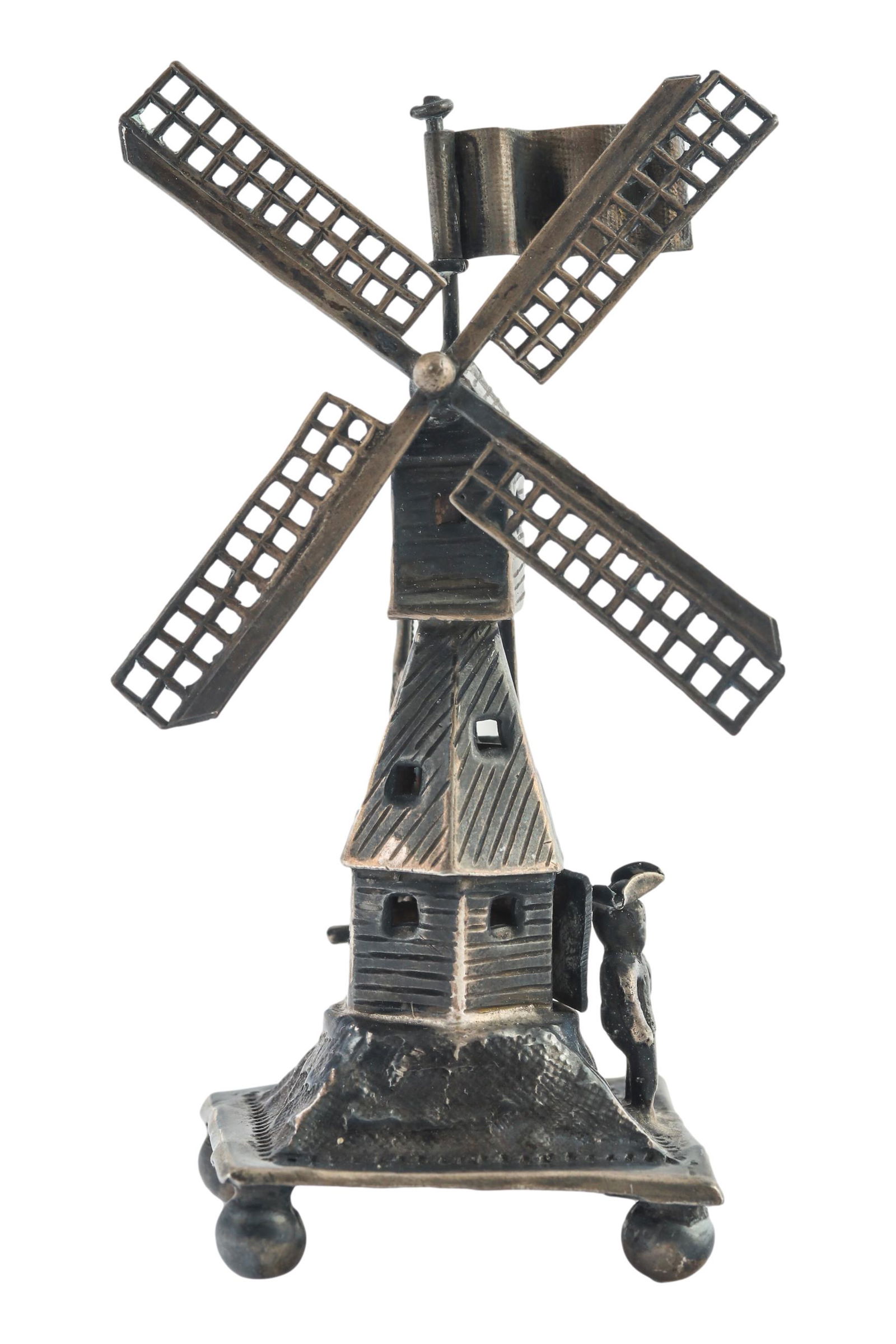 833 Dutch Silver Mini Miniature Windmill w Figures (1 of 3)