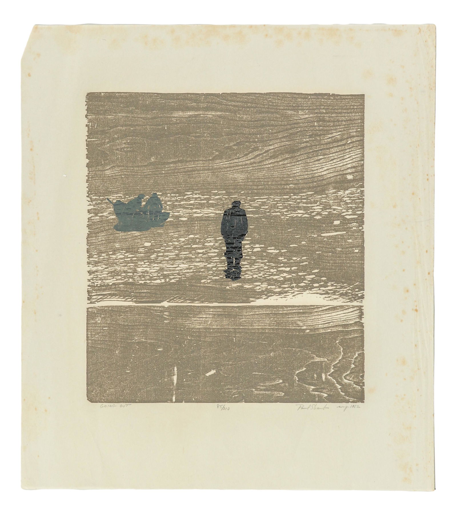 Paul Shaub b.1923 Going Out Woodblock Print SIGNED (1 of 6)