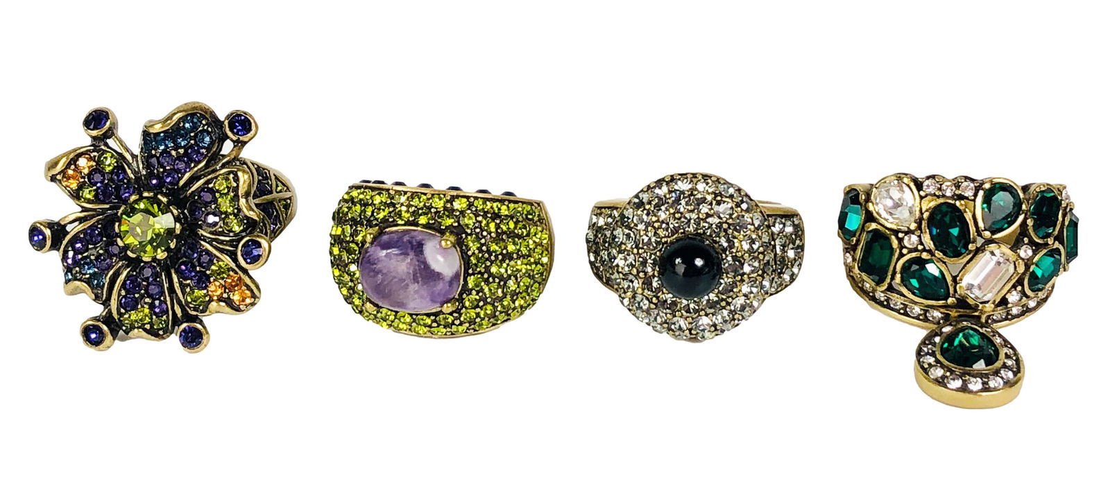 Heidi Daus Multicolor Crystal Cocktail Ring 4p LOT (1 of 7)