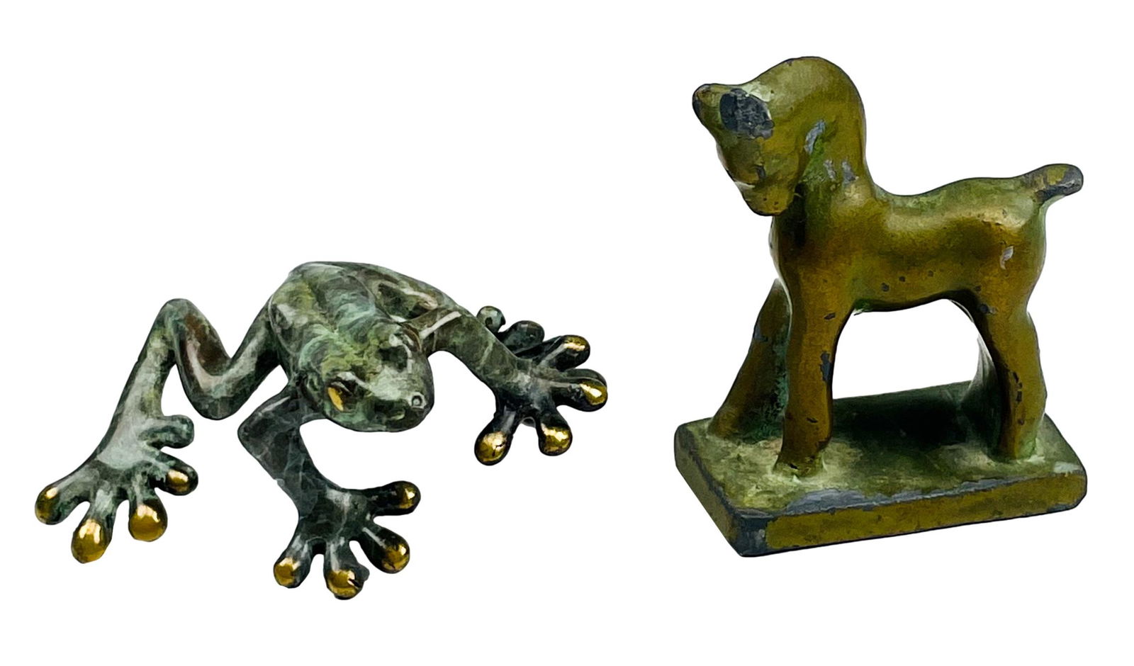 Bronze Mini Horse & Frog Sculpture SIGNED 2pc LOT (1 of 8)