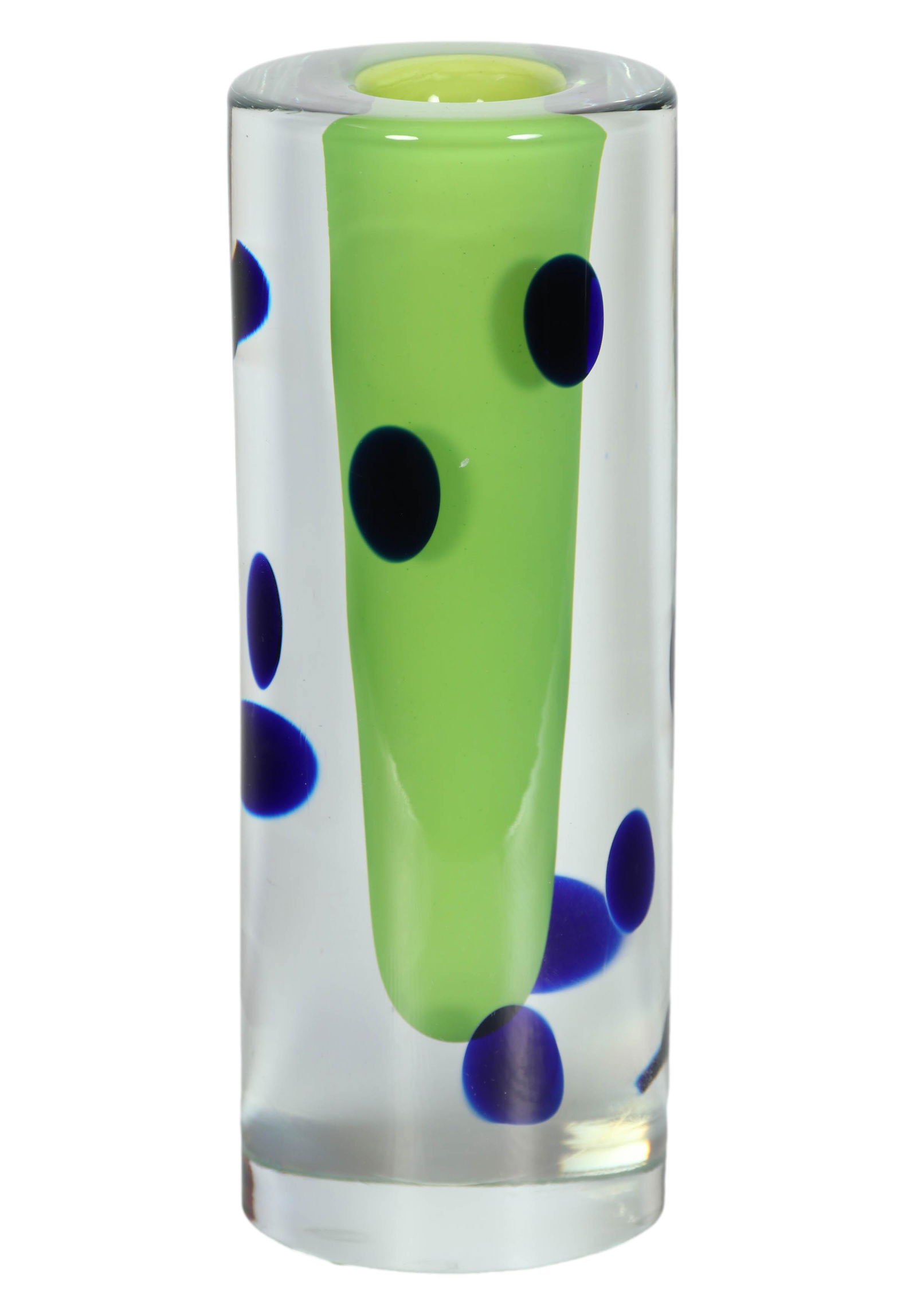 Kroupa Cased Blue Green Czech Glass Vase SIGNED (1 of 5)