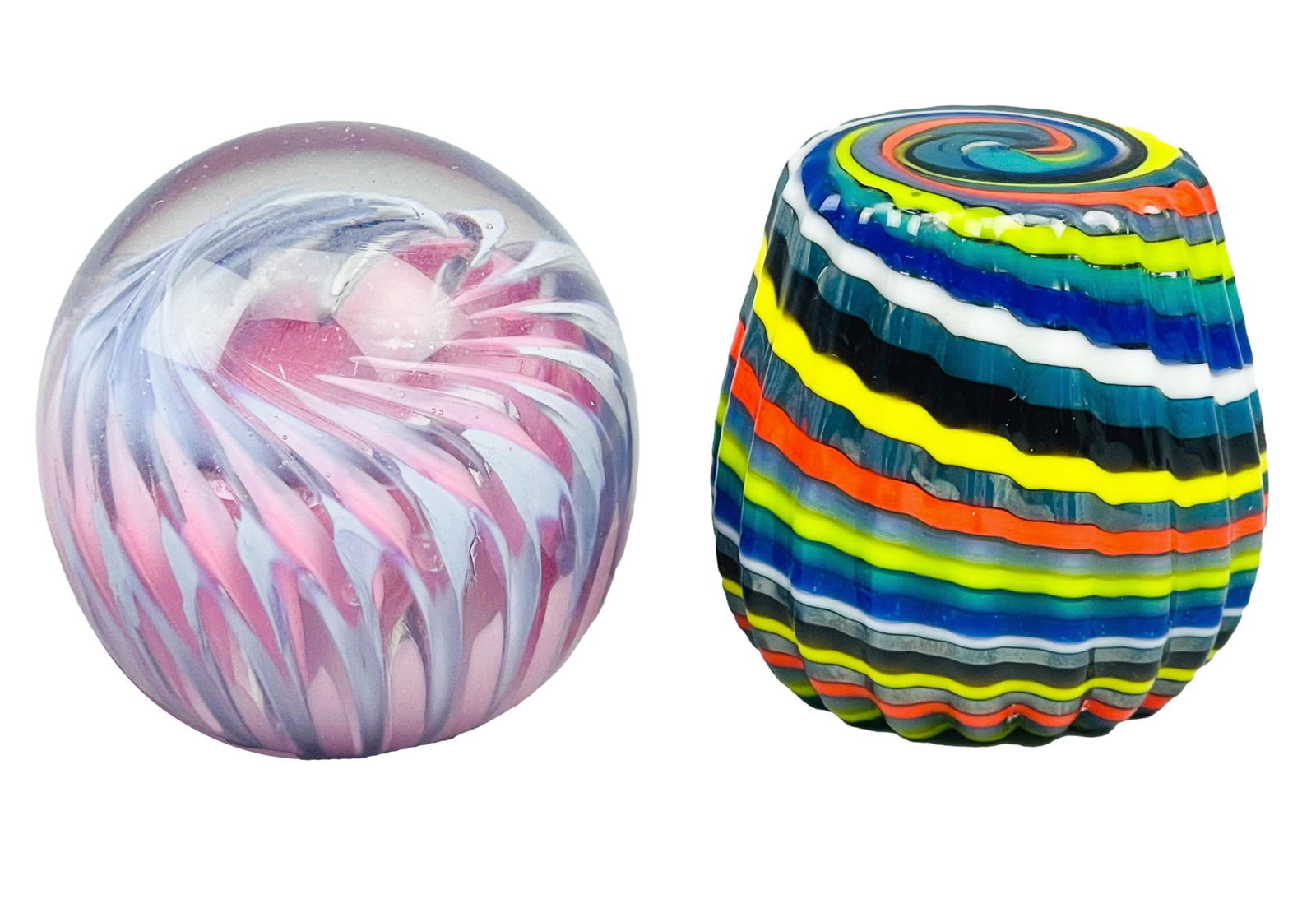 Swirl Studio Art Glass Paperweight SIGNED 2pc LOT (1 of 8)