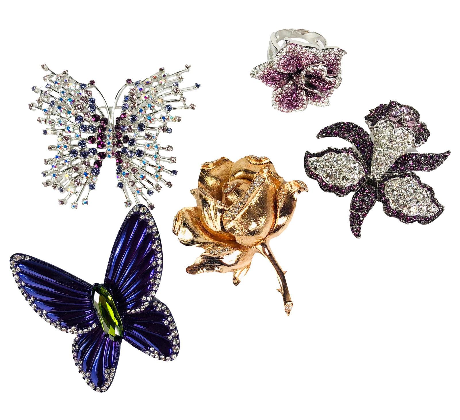 Nolan Miller Multicolor Crystal Brooch Ring 5p LOT (1 of 11)