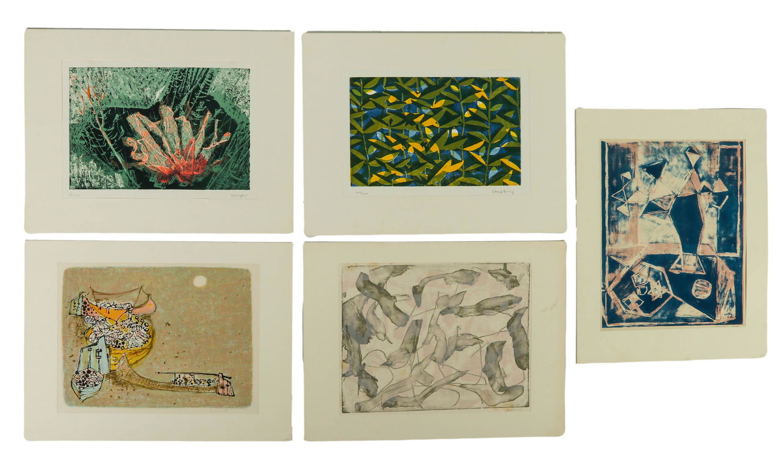 20th Century Modern Litho Lithograph SIGNED 5p LOT (1 of 5)