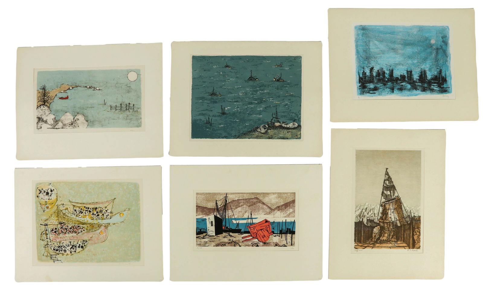 20th Century Modern Litho Lithograph SIGNED 6p LOT (1 of 5)