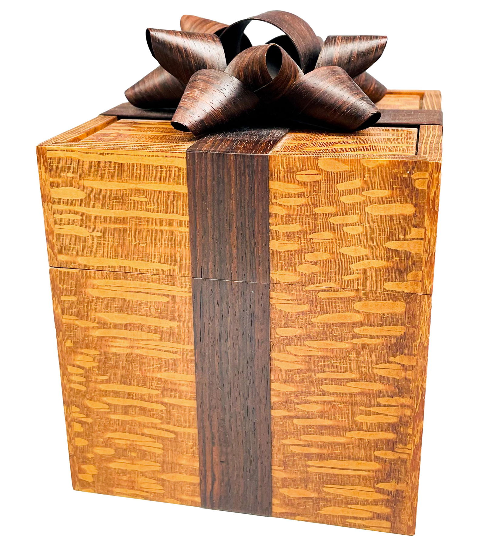 Mystery Artisan Crafted Exotic Wood Gift Box w Bow (1 of 5)