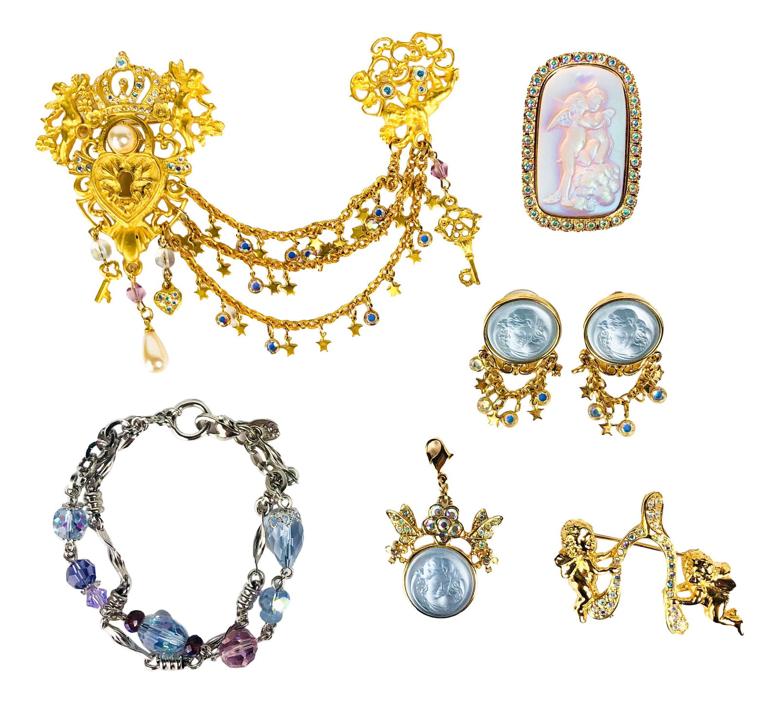 Kirks Folly Multicolor Crystal Pin Earring 6pc LOT (1 of 8)