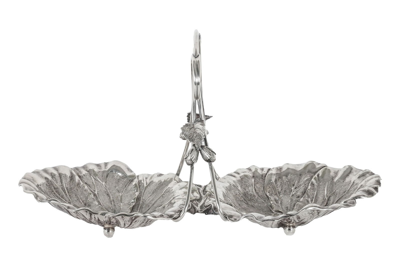 Art Deco Silver Plate Cabbage Leaf Candy Nut Tray (1 of 4)