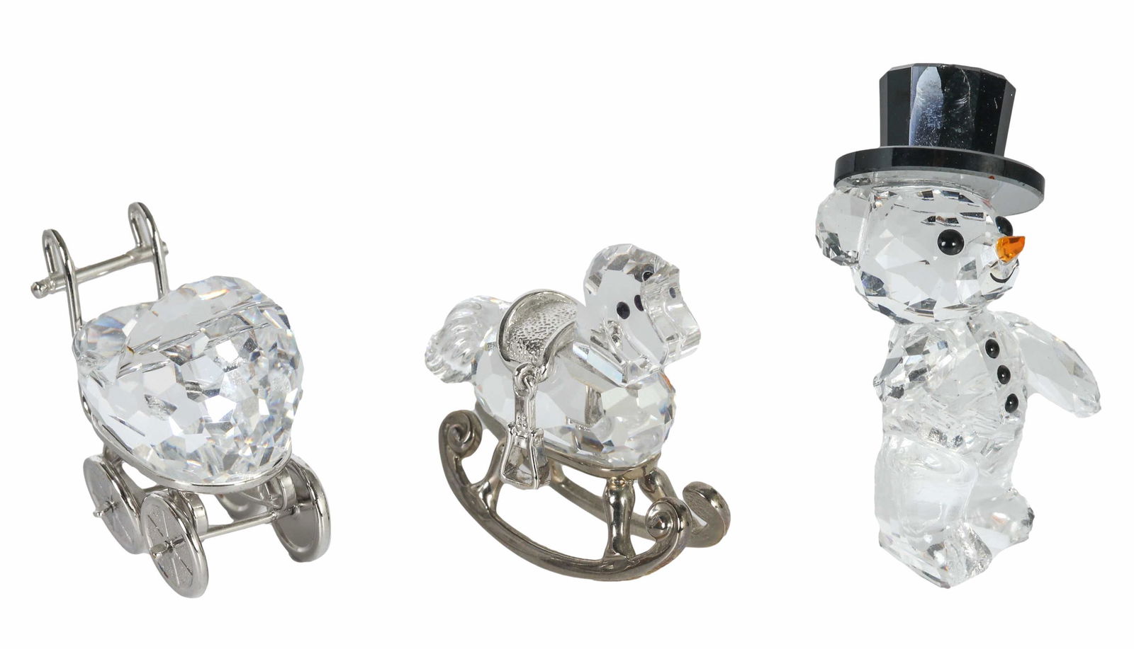 Swarovski Baby Carriage Rocking Horse Snowman LOT (1 of 4)