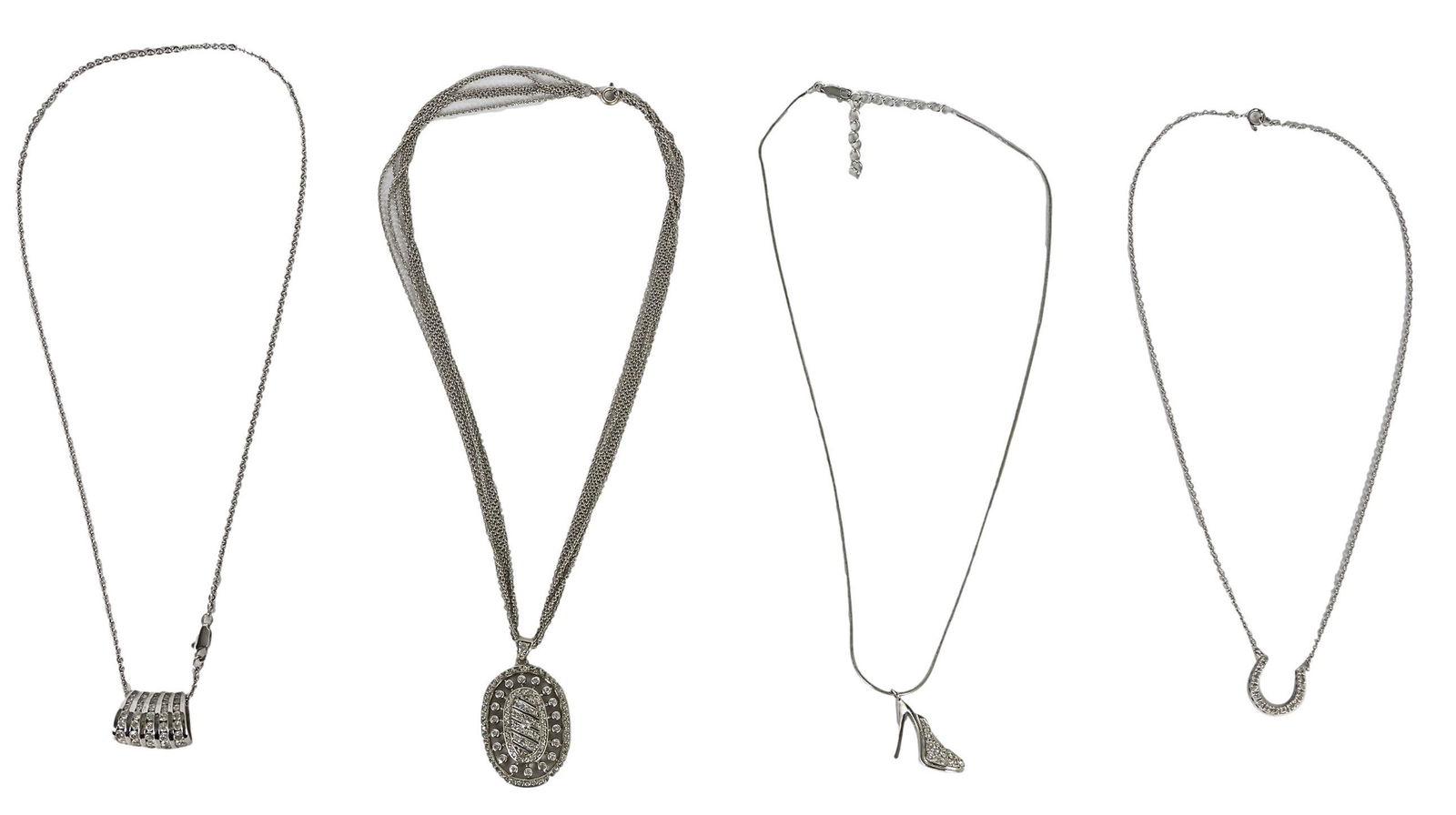 Sterling 925 Rhinestone Pendant Necklace 4pc LOT (1 of 6)