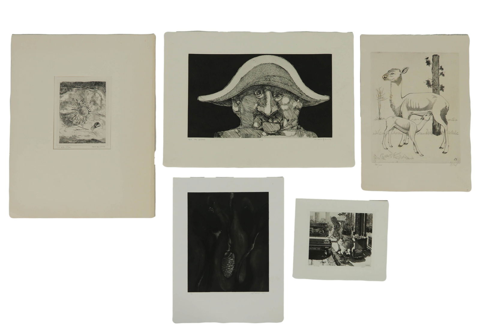 Mid Century Modern Drawing Etchings 5pc ESTATE LOT (1 of 5)