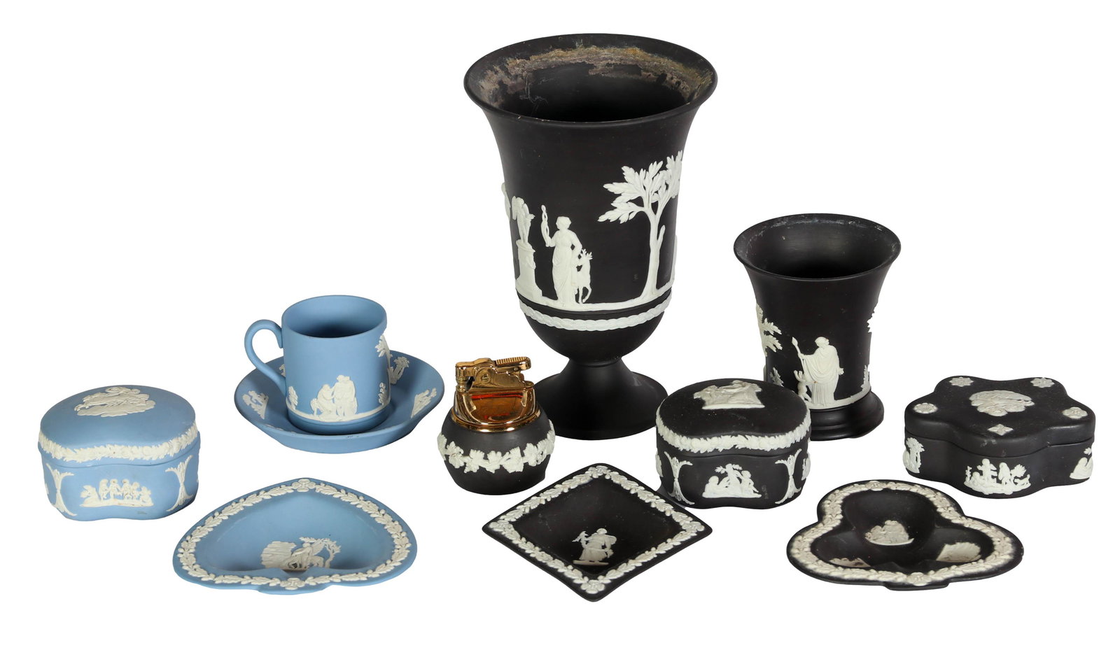 Wedgwood Black & Blue Jasperware Vase Box Cup LOT (1 of 7)