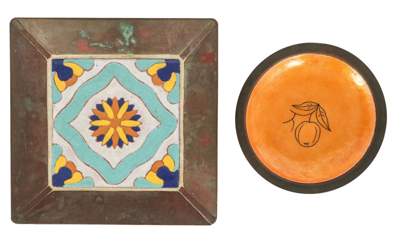 Max Willie Desert House Copper Tile & Bowl 2pc LOT (1 of 6)