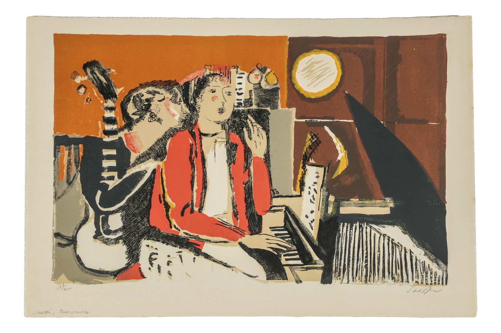 Bruno Saetti 1902-1984 Musicians Lithograph SIGNED (1 of 5)