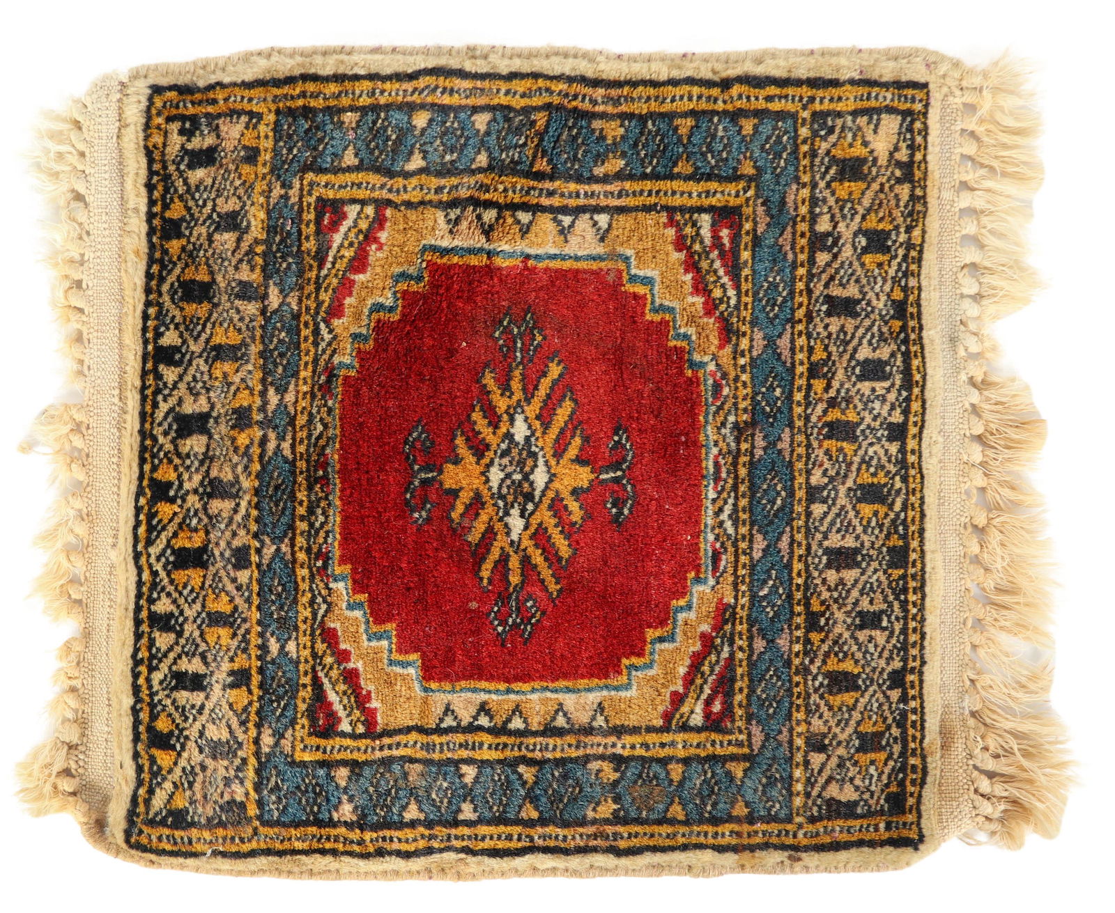 Antique Hand Woven Silk Prayer Mat Rug w/ Tassels (1 of 3)