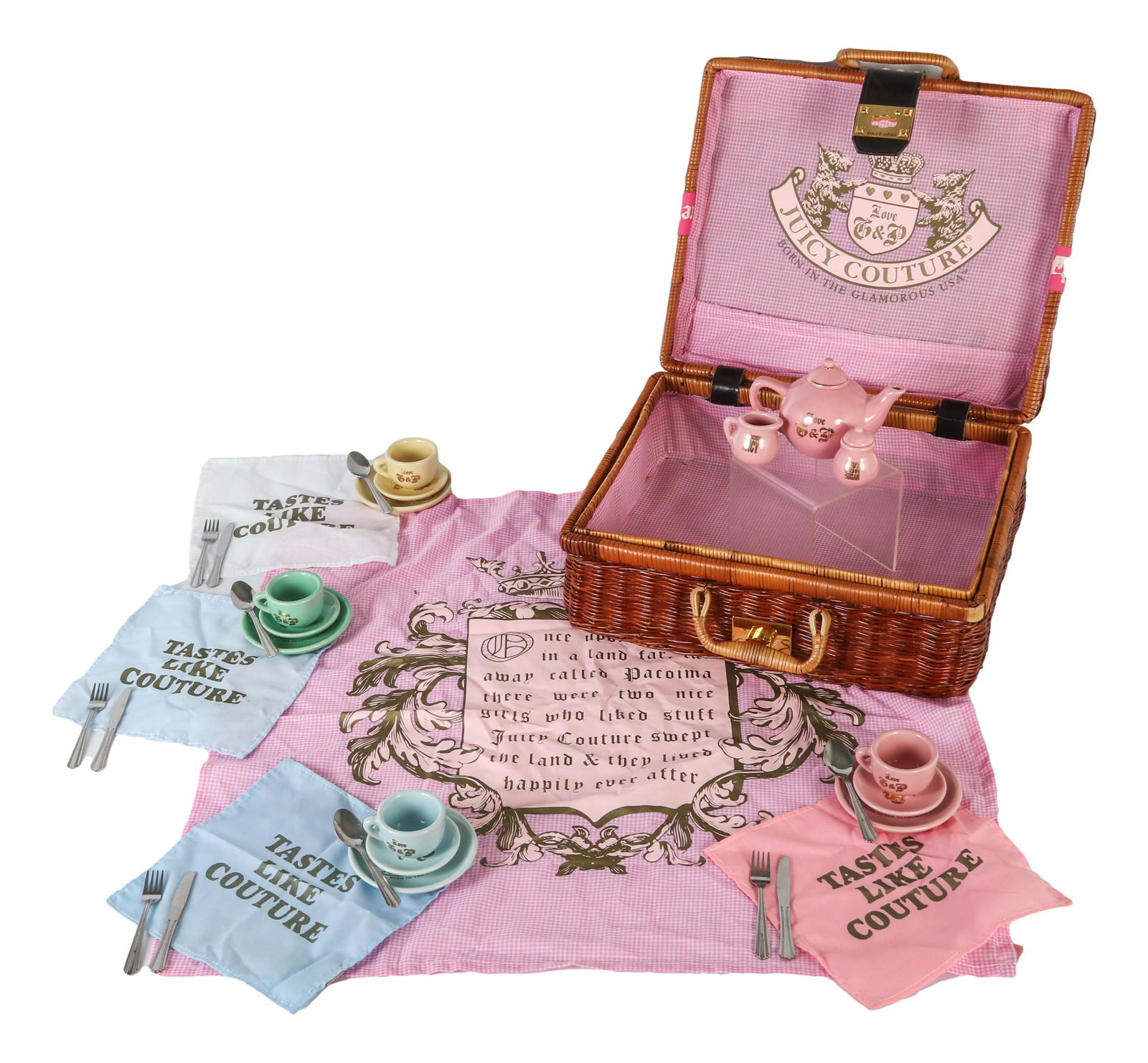Juicy Couture Tea Party Picnic Basket 4pc SET (1 of 6)