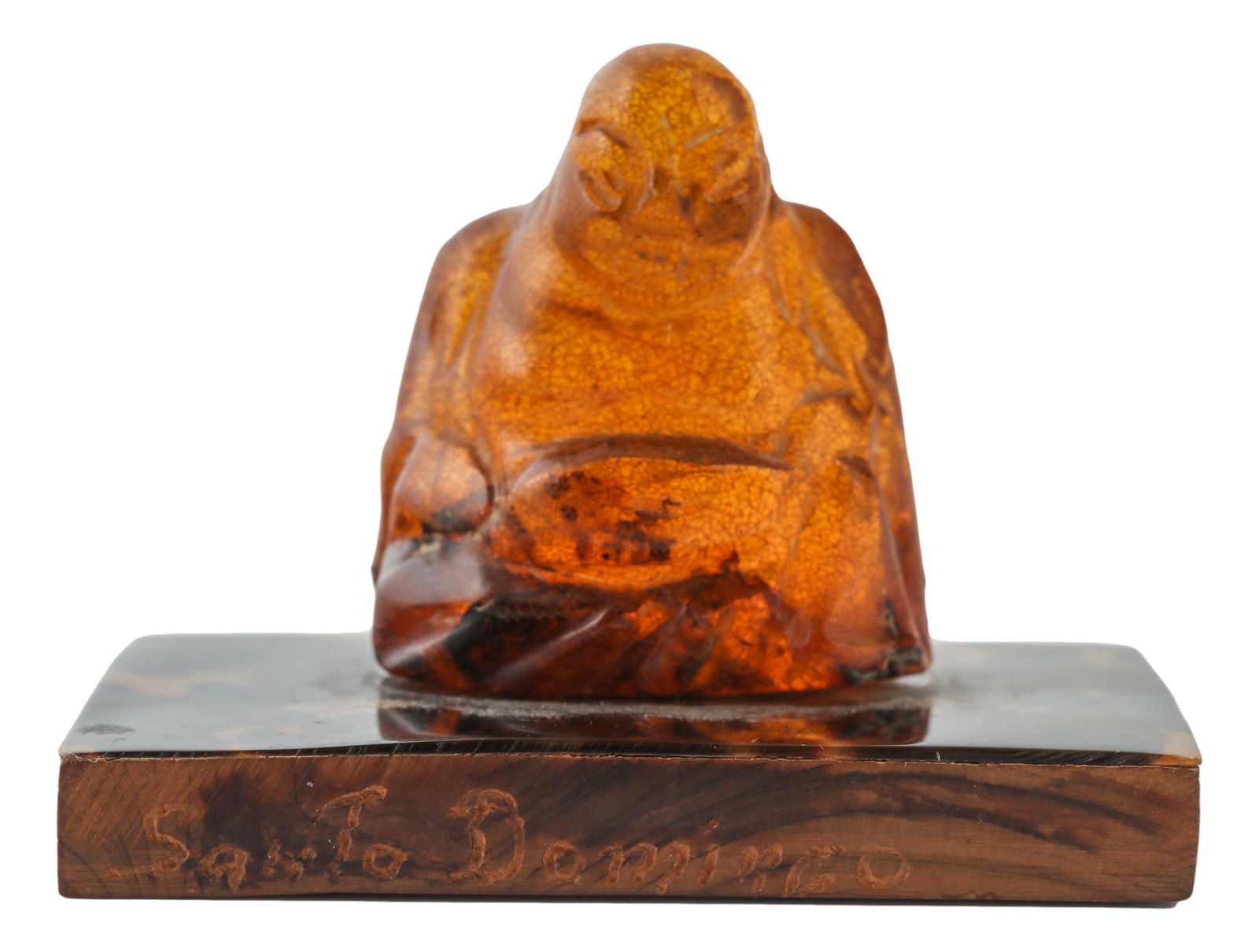 Carved Amber Buddha Happy Hotei Mini Sculpture (1 of 4)
