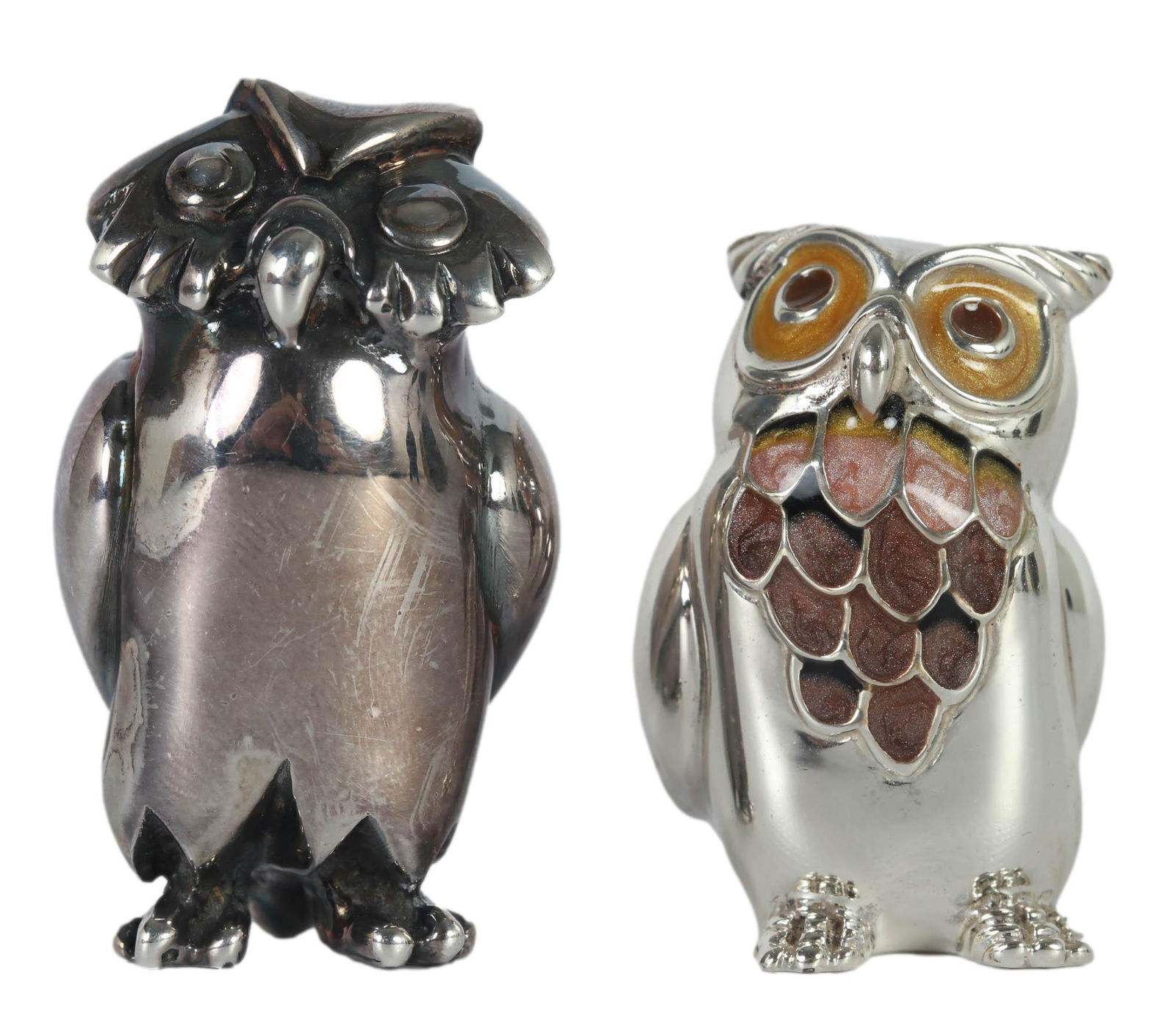 Sterling Silver 925 Mini Owl Bird Sculpture 2p LOT (1 of 4)