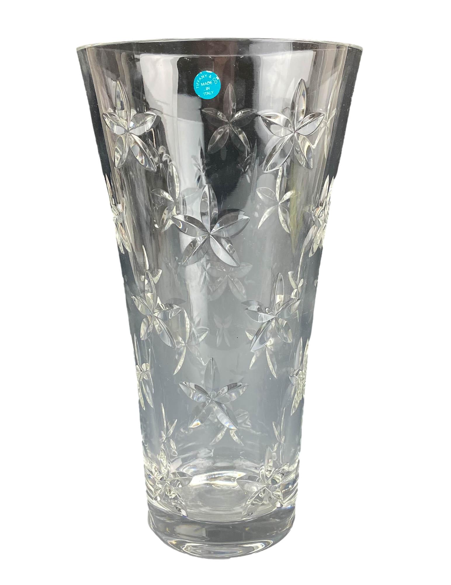Tiffany Co Crystal Cut Floral Art Glass Shelf Vase (1 of 6)