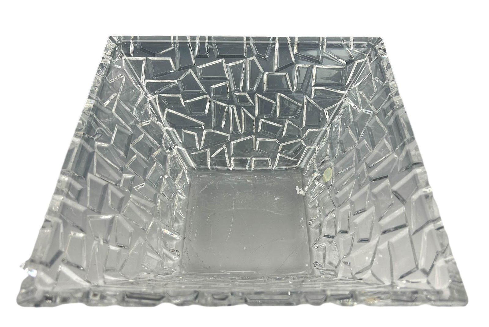 Tiffany Co Crystal Rock Cut 9" Square Glass Bowl (1 of 6)