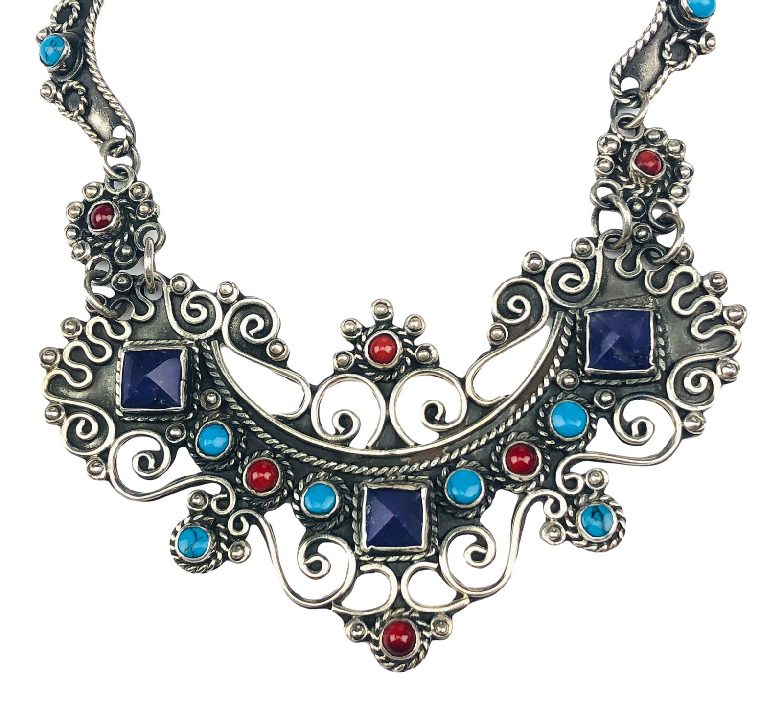 Mexico Sterling Silver Gemstone Pendant Necklace (1 of 4)