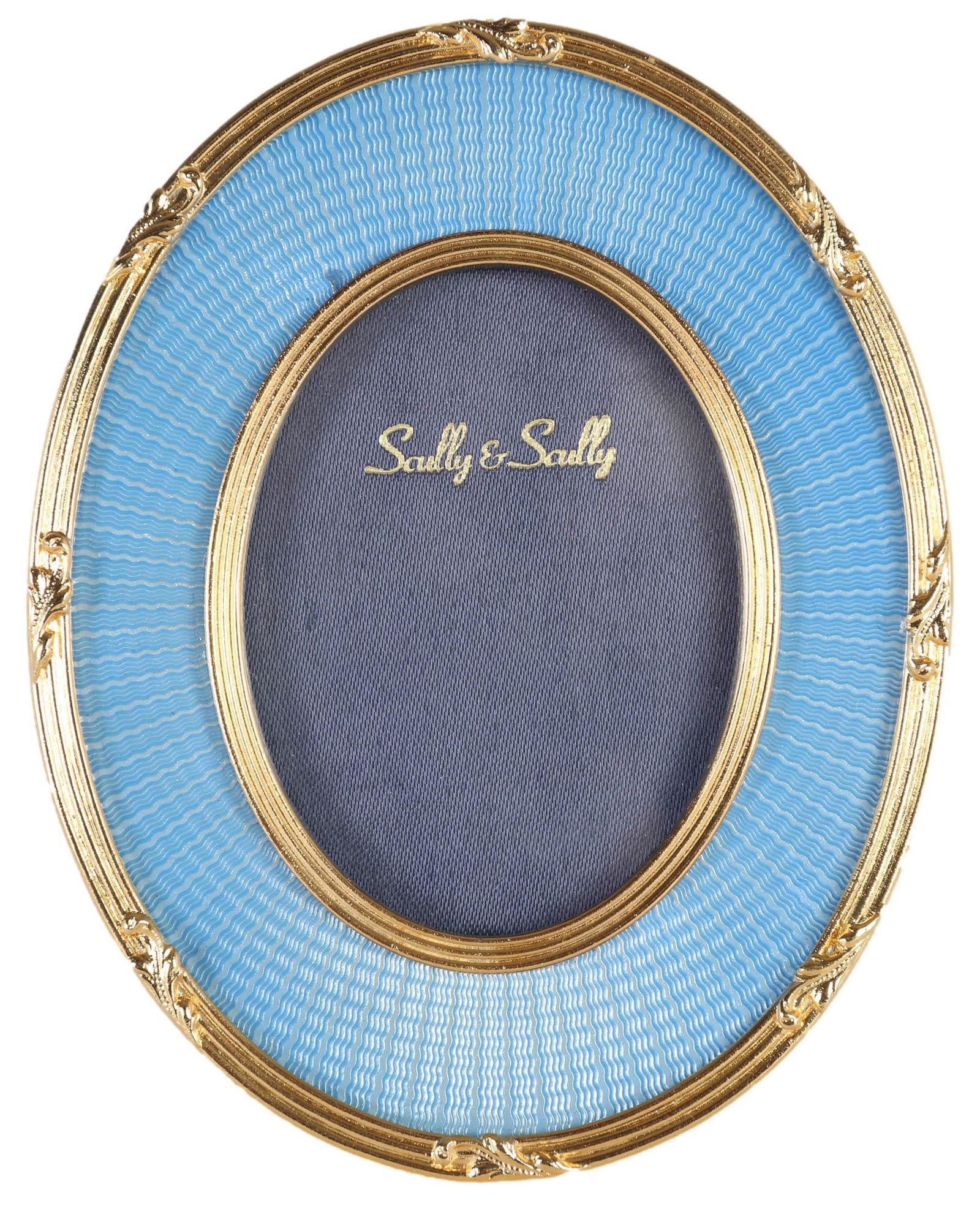 Kitney Gold Tone Enamel Guilloche Oval Photo Frame (1 of 4)