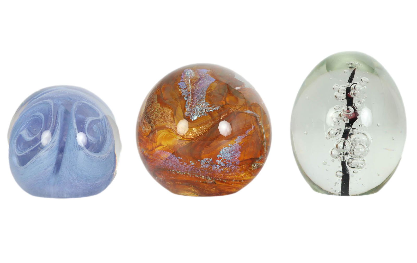 Nourot Studio Cased Art Glass Paperweight 3pc LOT (1 of 4)