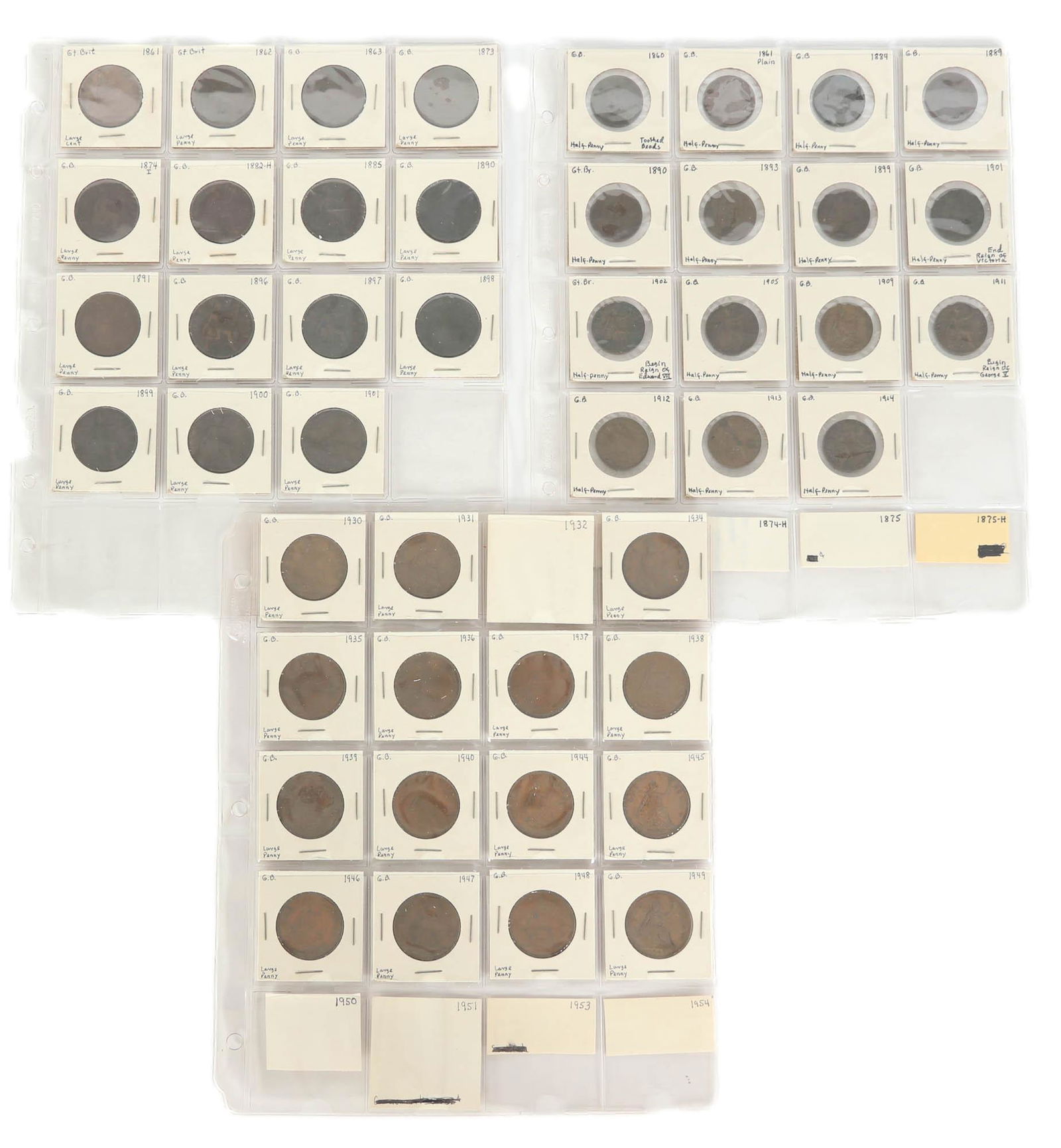 Date Lot British Pennies, Half Penny, Farthings (1 of 5)