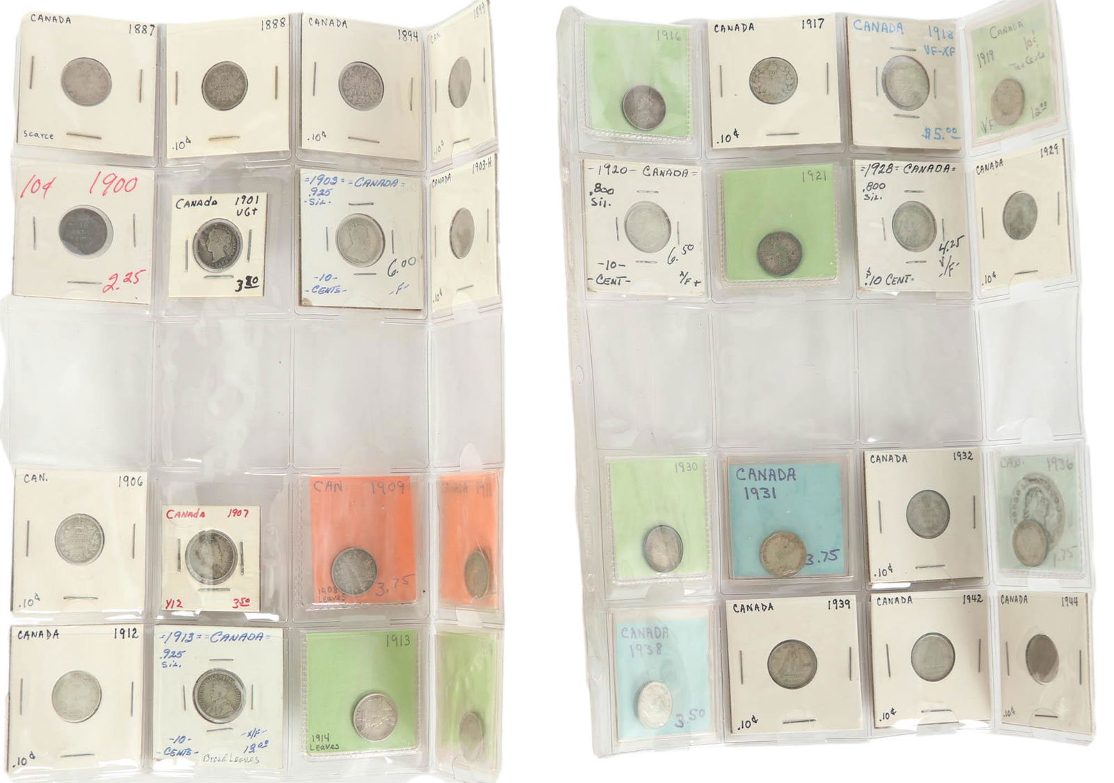 Date Collection 19th, 20th C Silver Canadian Dimes (1 of 4)