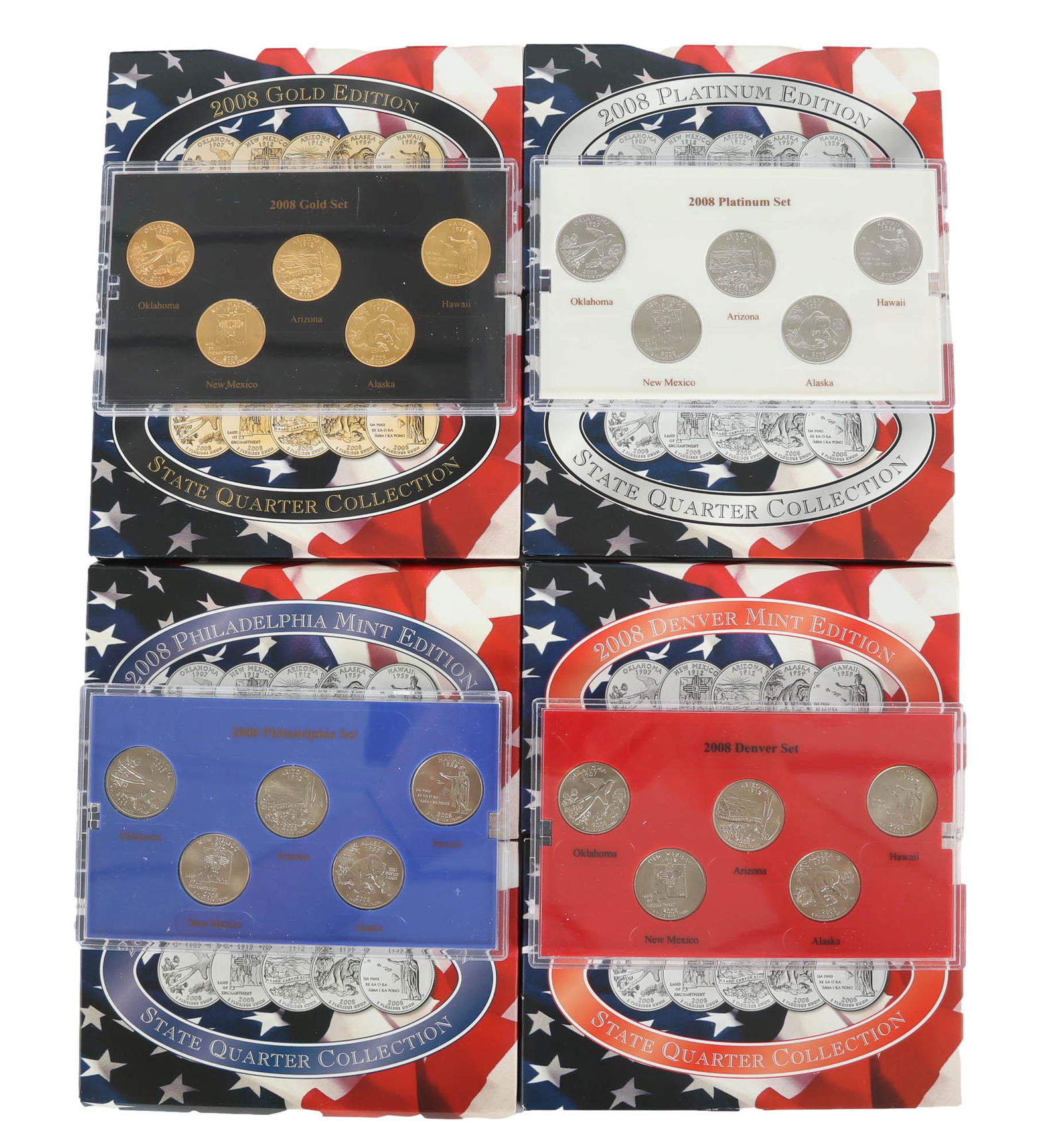 US 2008 Gold Platinum State Quarter Collection LOT (1 of 4)